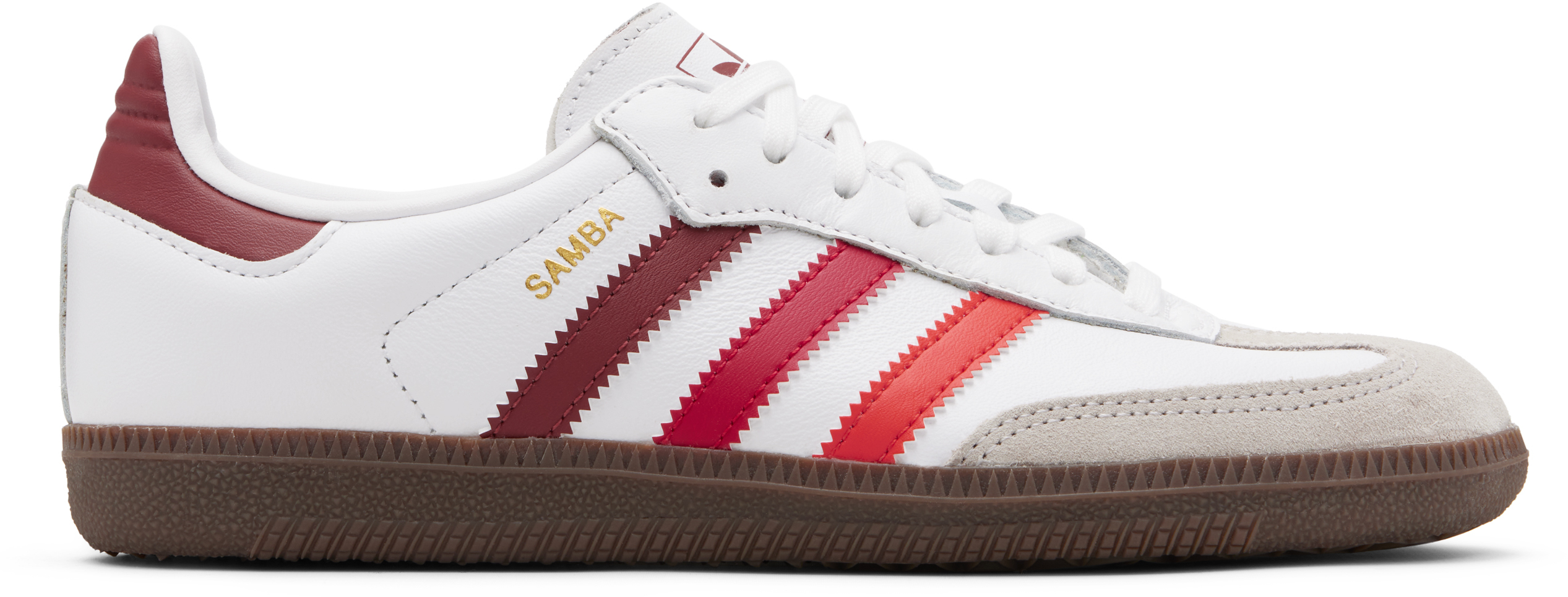 Abrand Kids Red and White Sneakers Big Kids White & Red Samba OG Sneakers by adidas Kids on Sale main image 3
