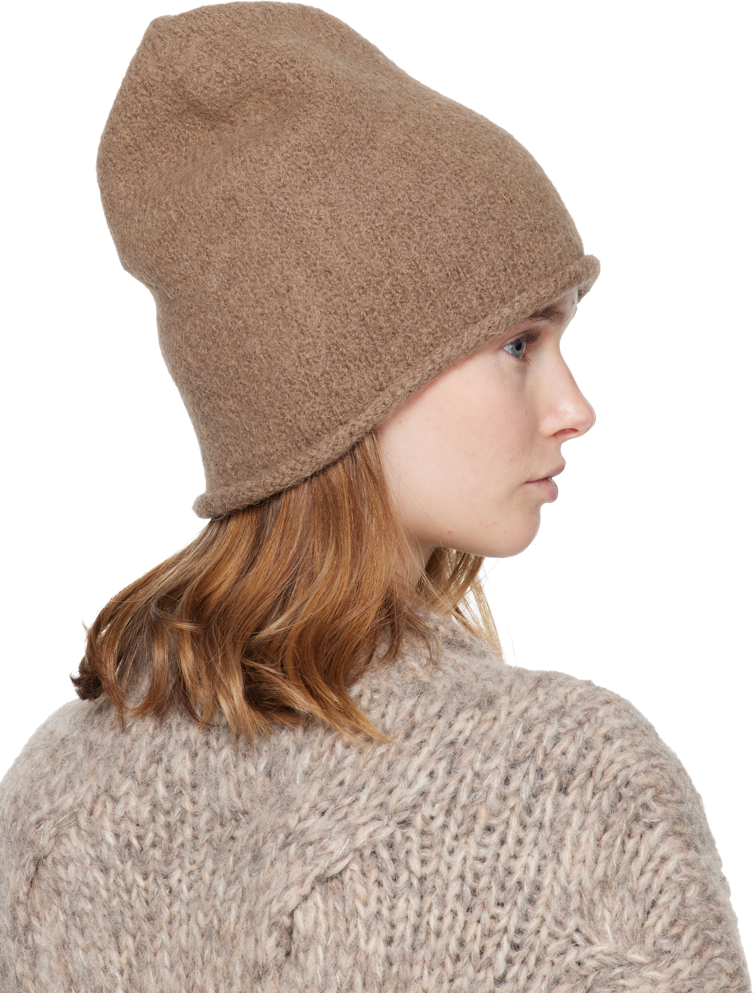 Lauren Manoogian Taupe Crown Beanie In Brown