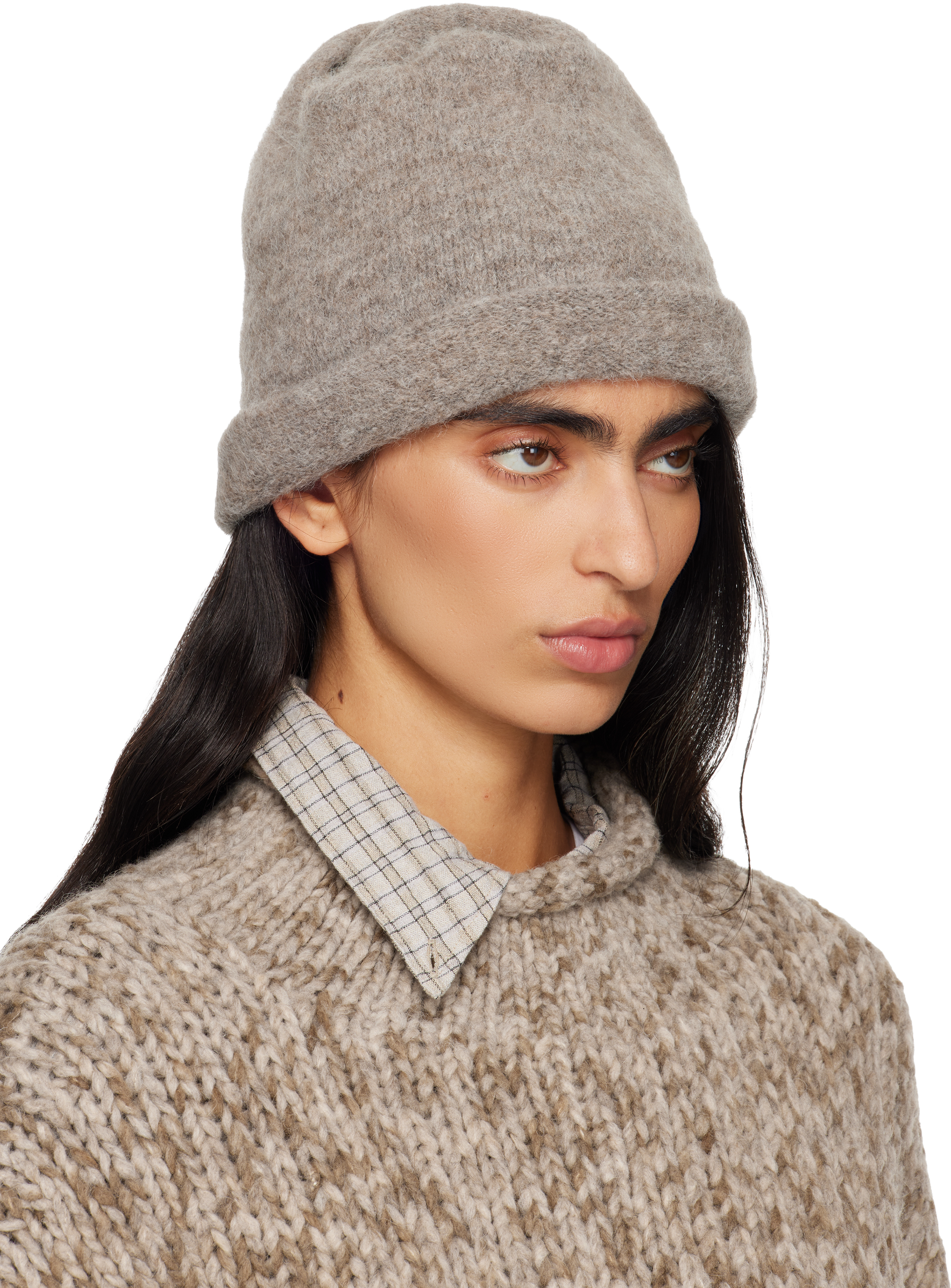 Lauren Manoogian Gray Knot Beanie In Brown