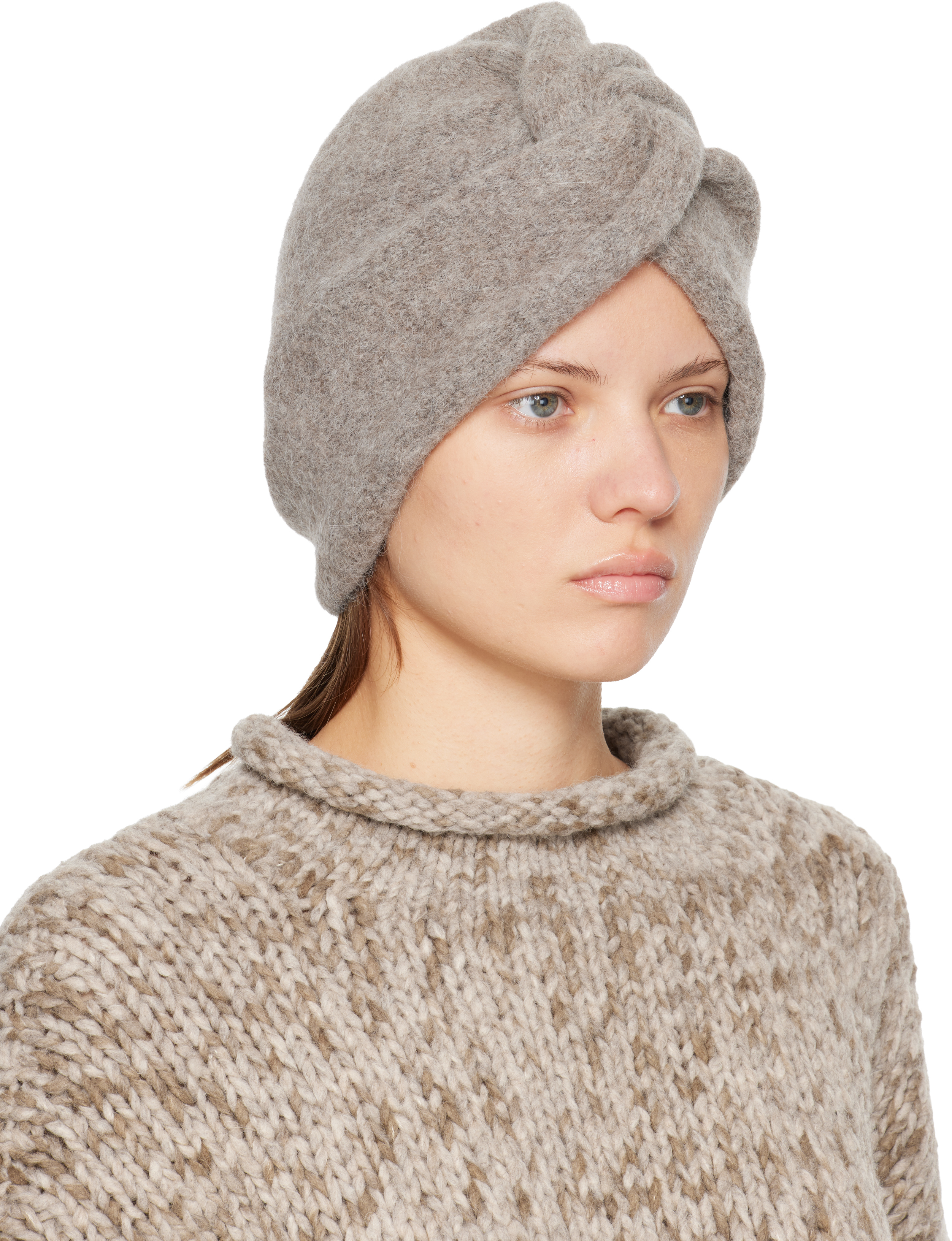 Lauren Manoogian Taupe Knot Turban Headband In Gray