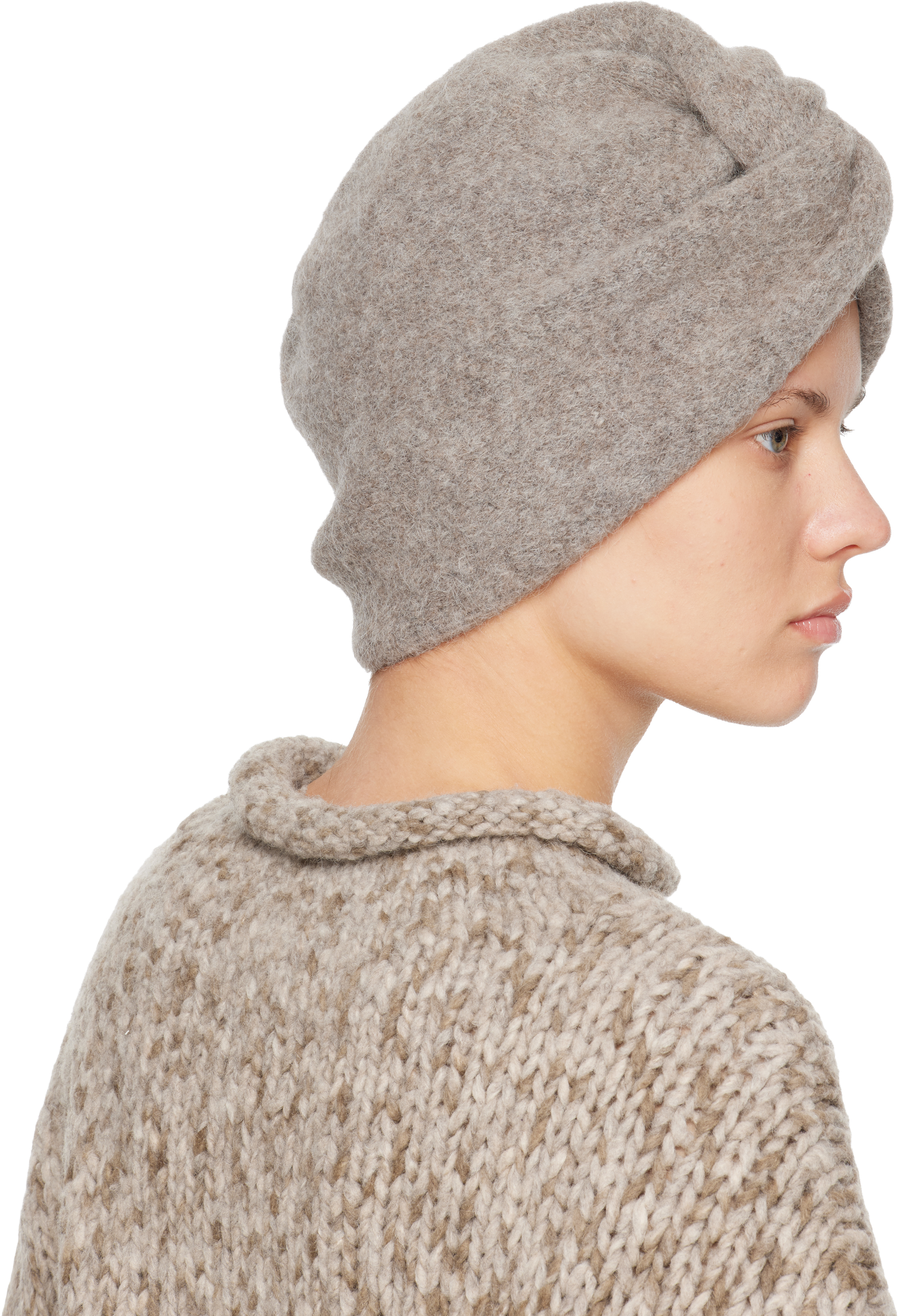 Lauren Manoogian Taupe Knot Turban Headband In Gray