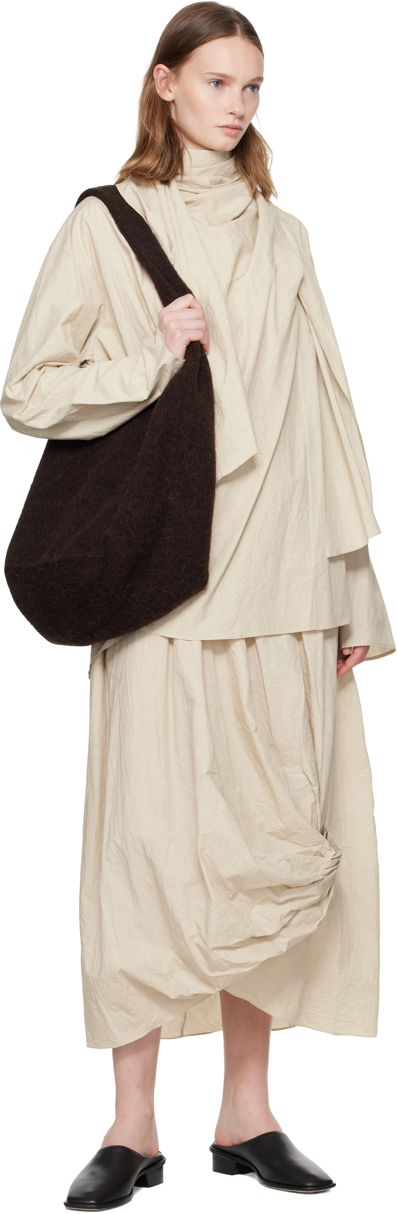 Lauren Manoogian Brown Knit Bindle Bag