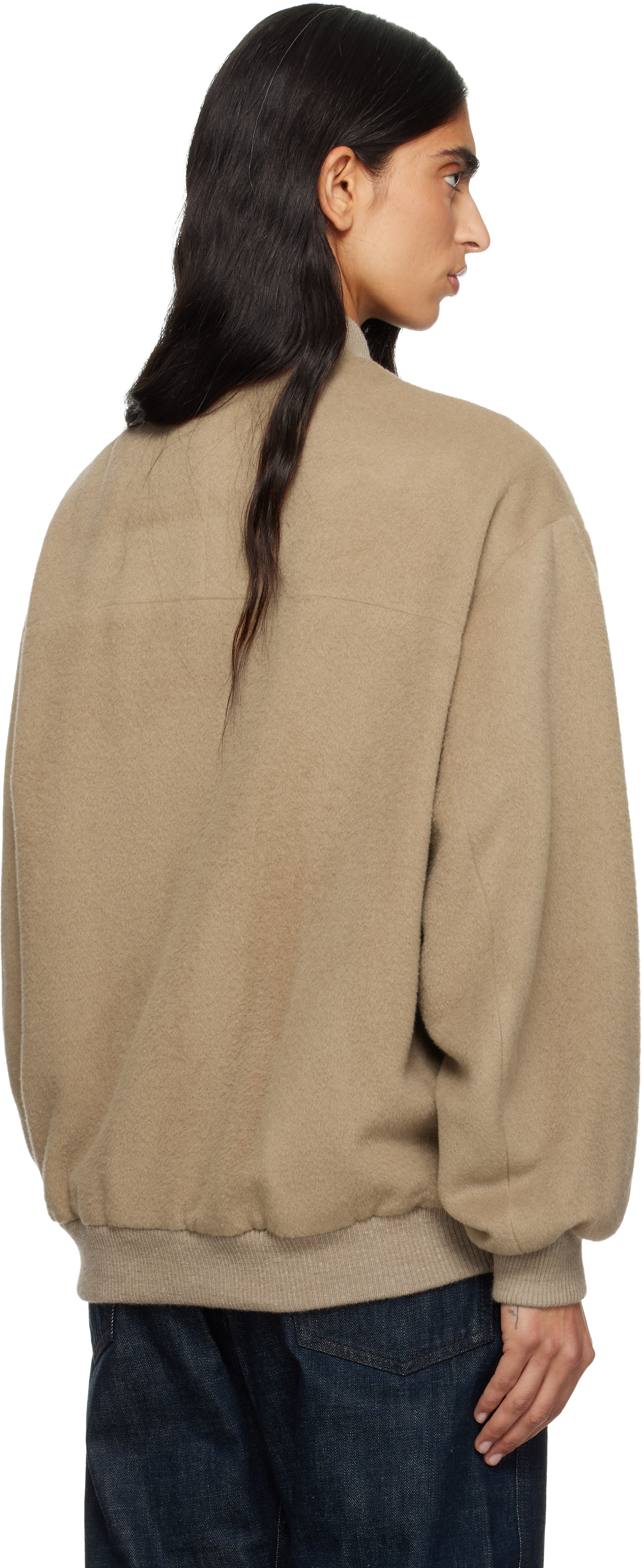 Lauren Manoogian Beige Brush Bomber Jacket In Brown