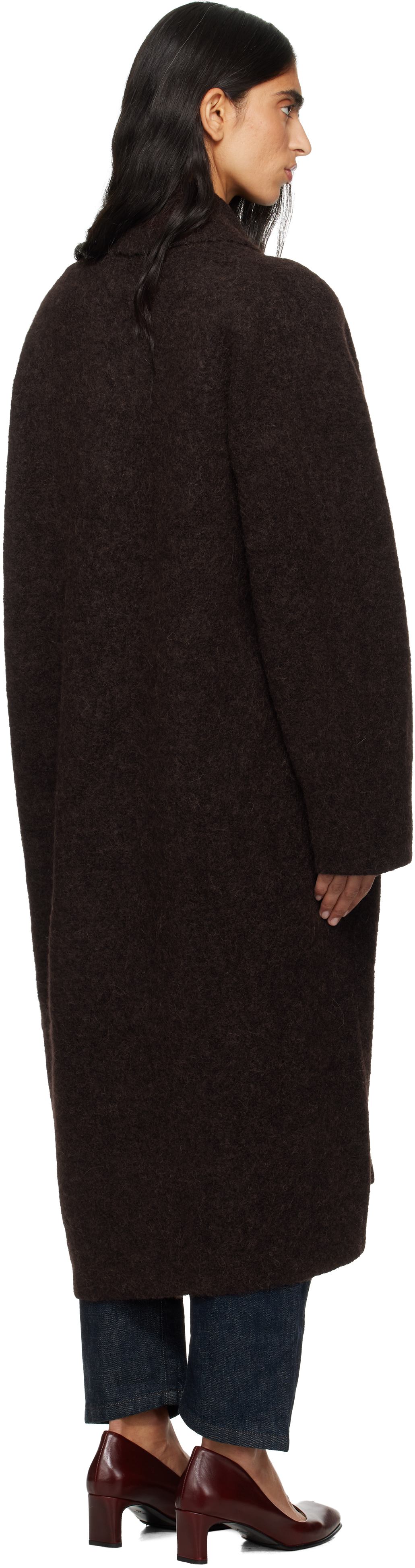 Lauren Manoogian Brown Double Face Long Coat In Burgundy