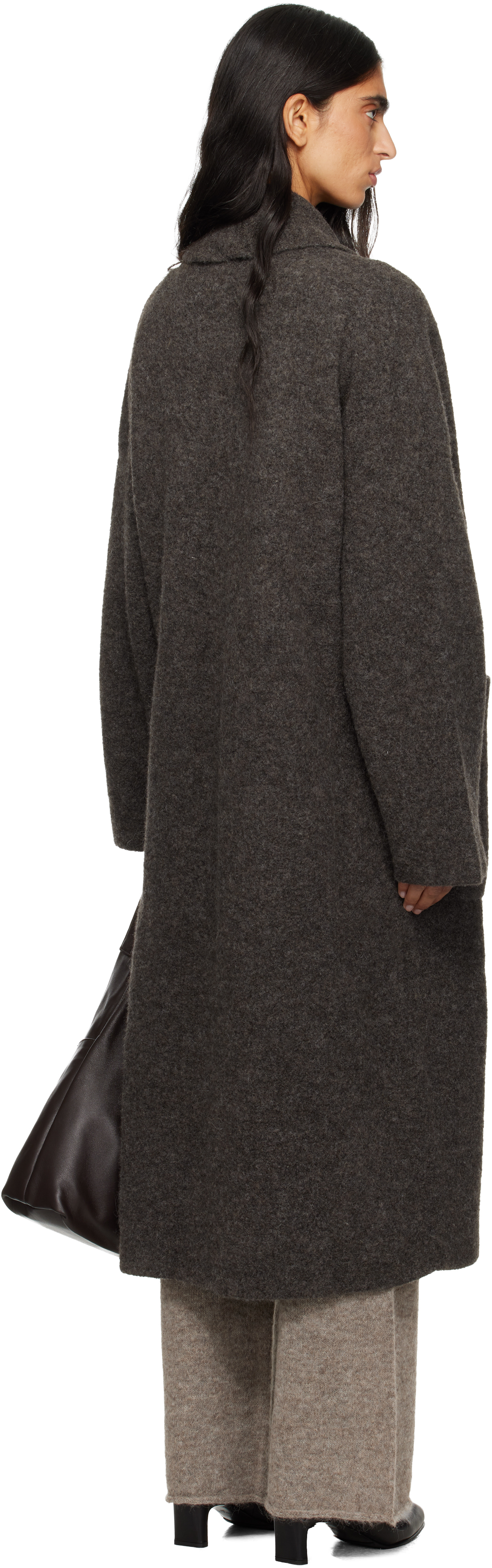 Lauren Manoogian Gray Double Face Long Coat In Black