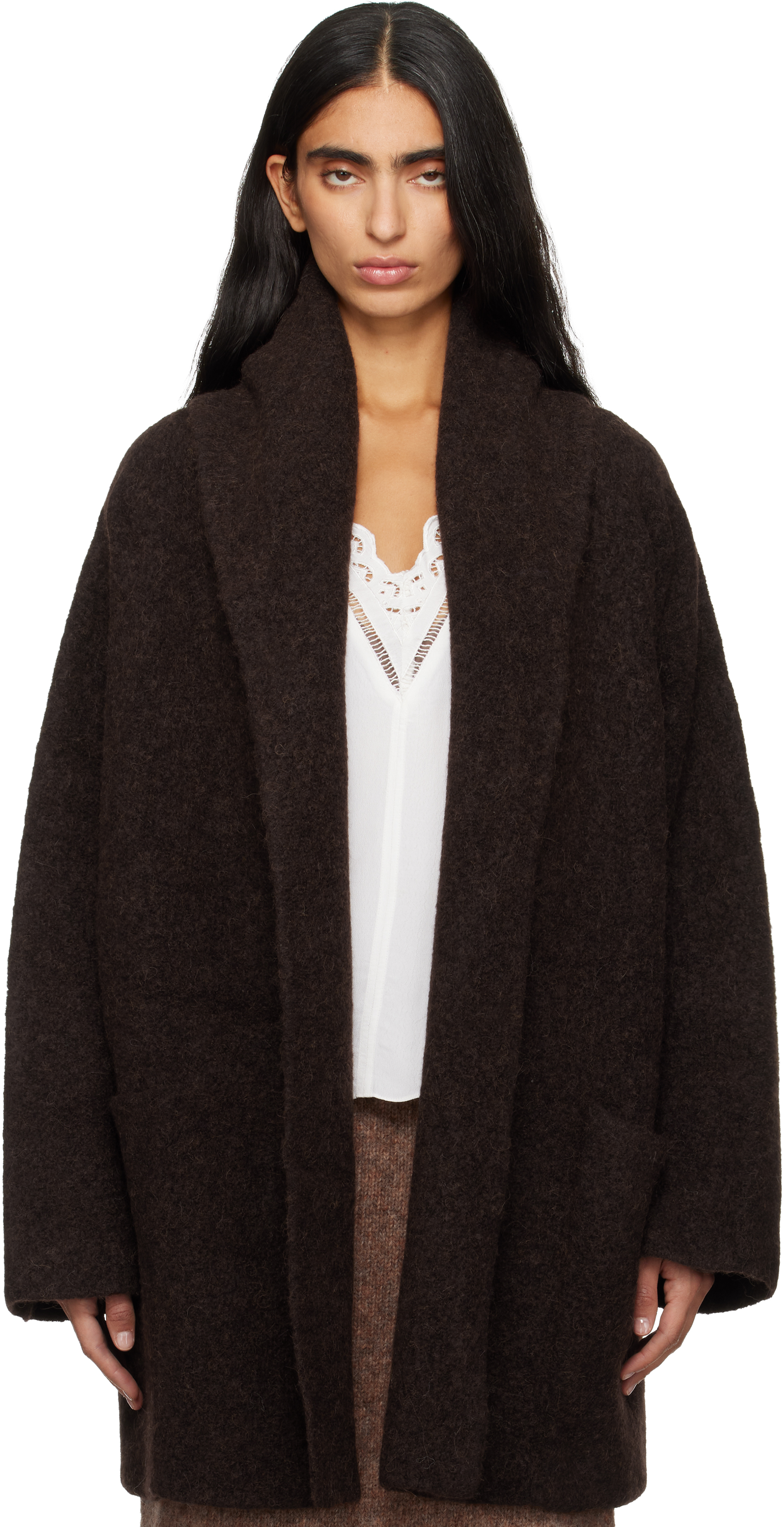 Lauren Manoogian Brown Double Face Coat In Burgundy
