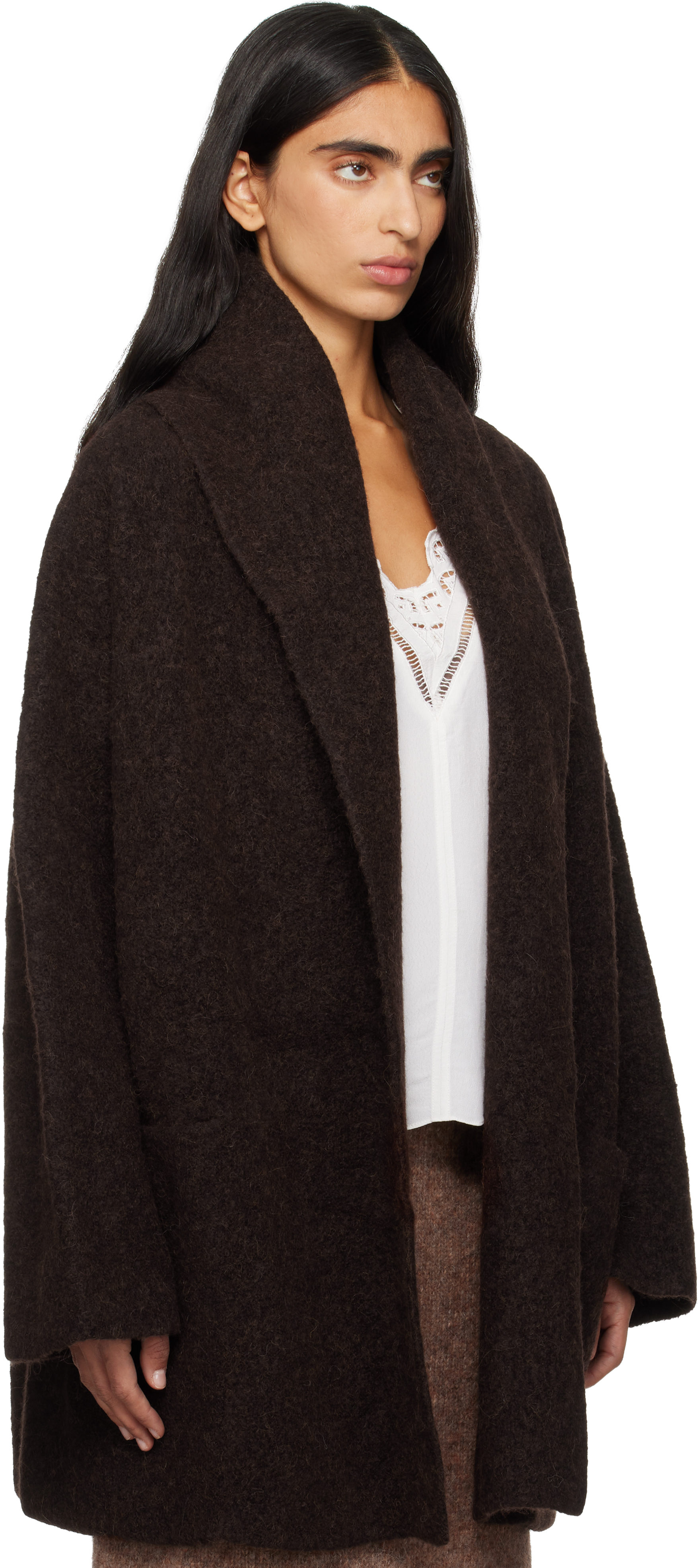 Lauren Manoogian Brown Double Face Coat In Burgundy