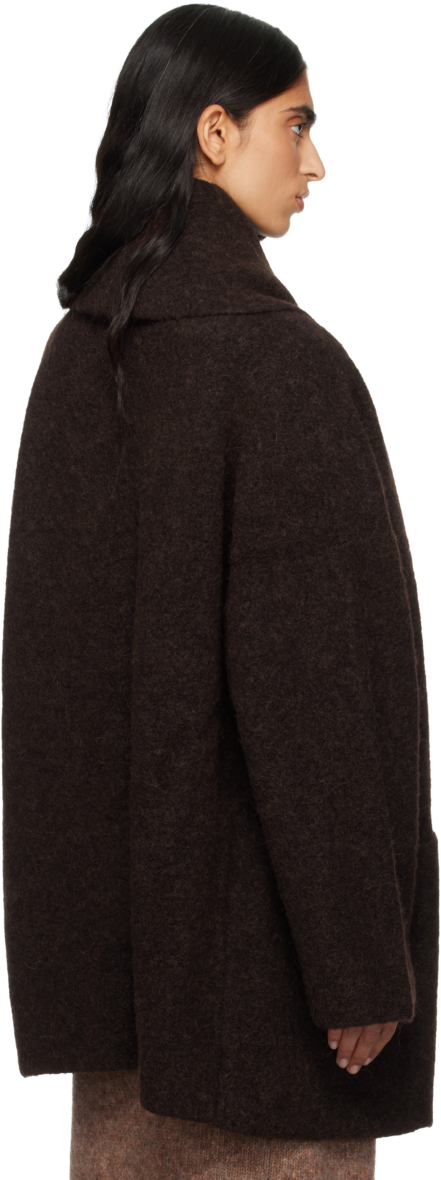 Lauren Manoogian Brown Double Face Coat In Burgundy