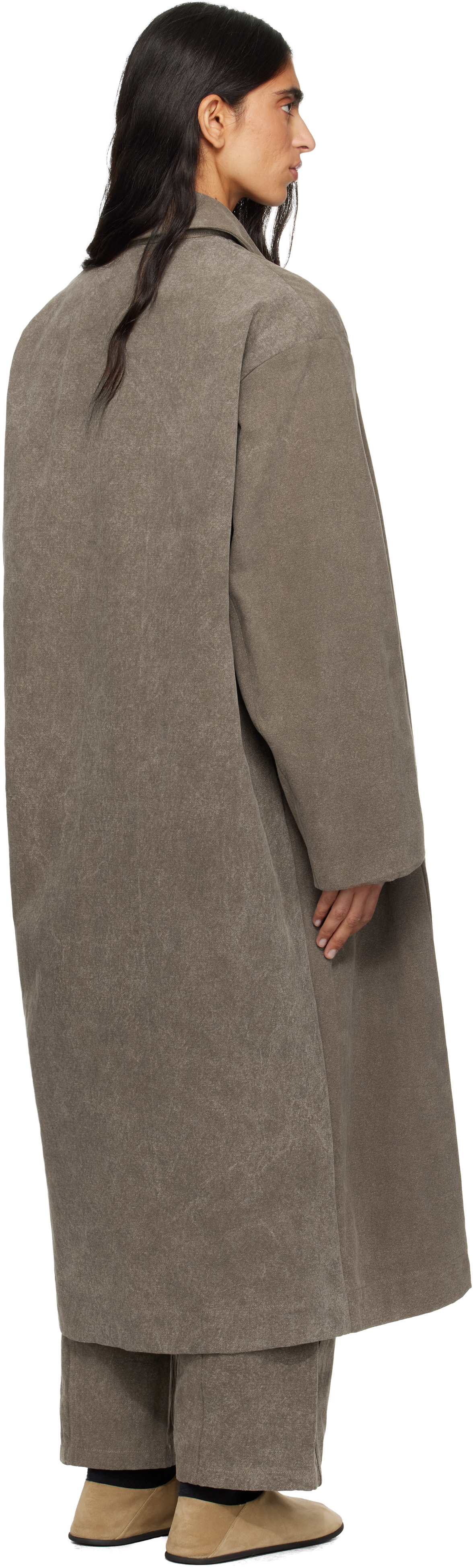 Lauren Manoogian Taupe Canvas Car Coat In Brown