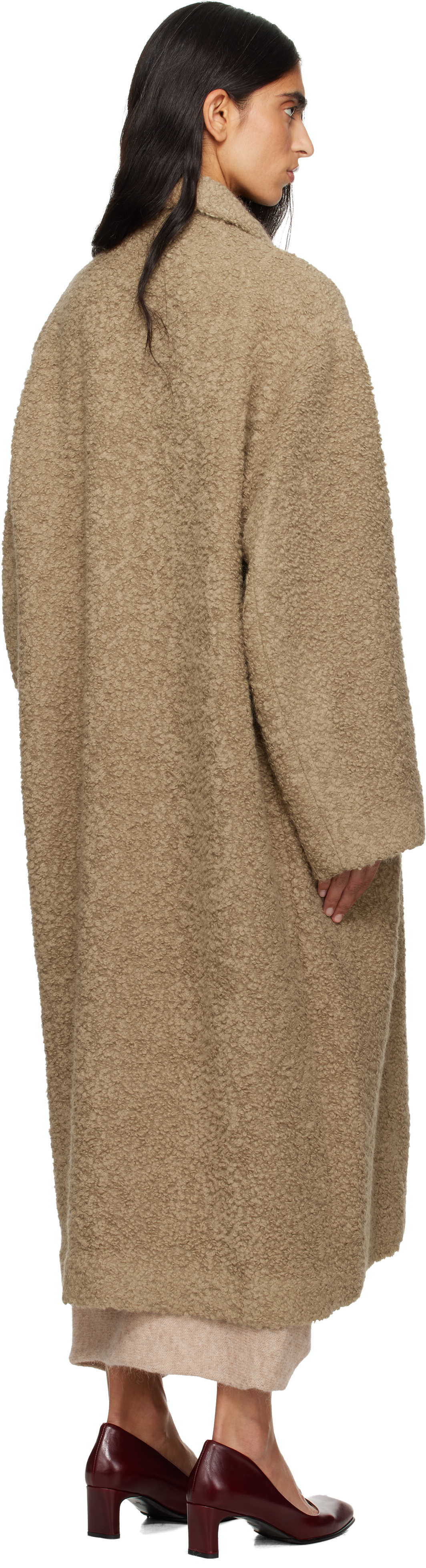 Lauren Manoogian Beige Boucle Coat In Brown