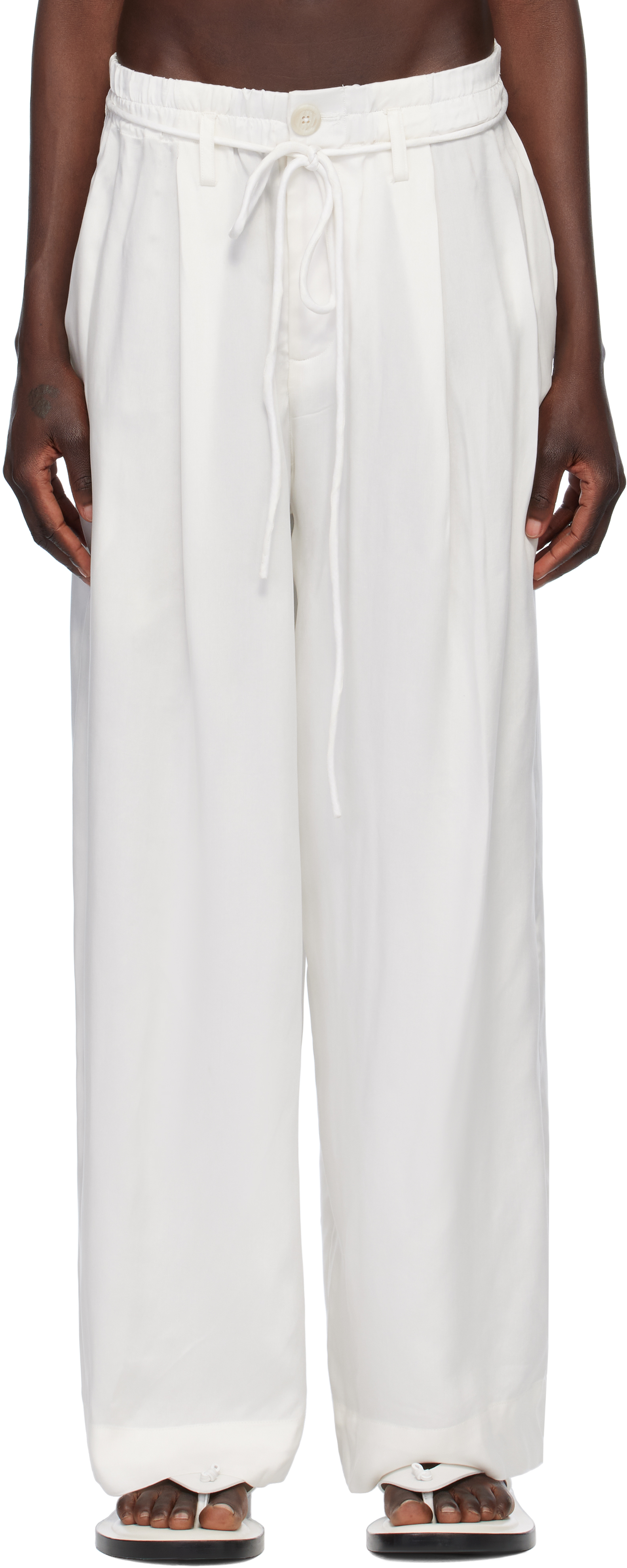 Shop Lauren Manoogian White Sanded Trousers