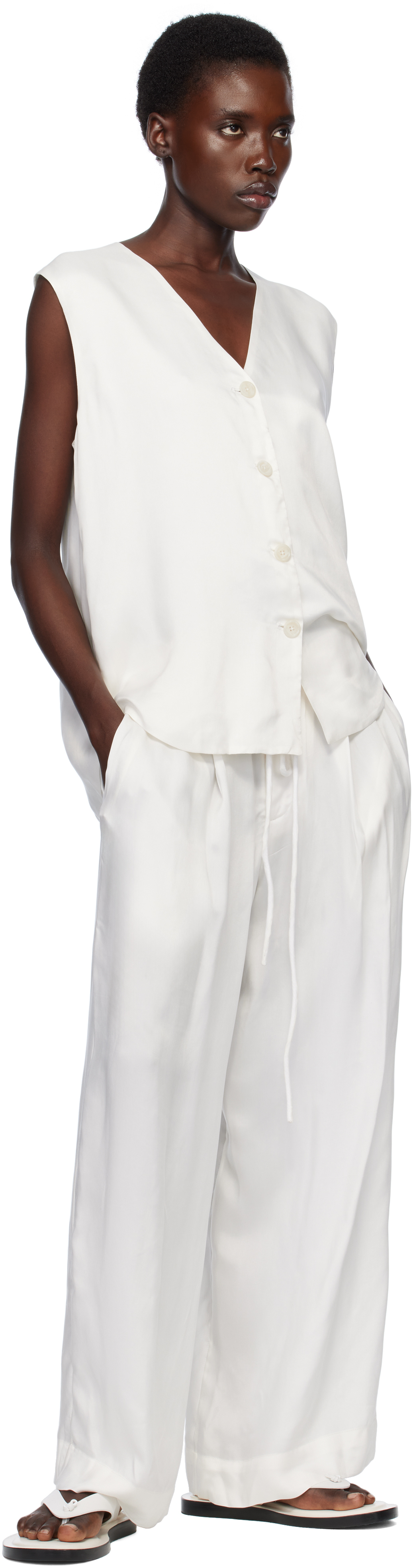 Shop Lauren Manoogian White Sanded Trousers