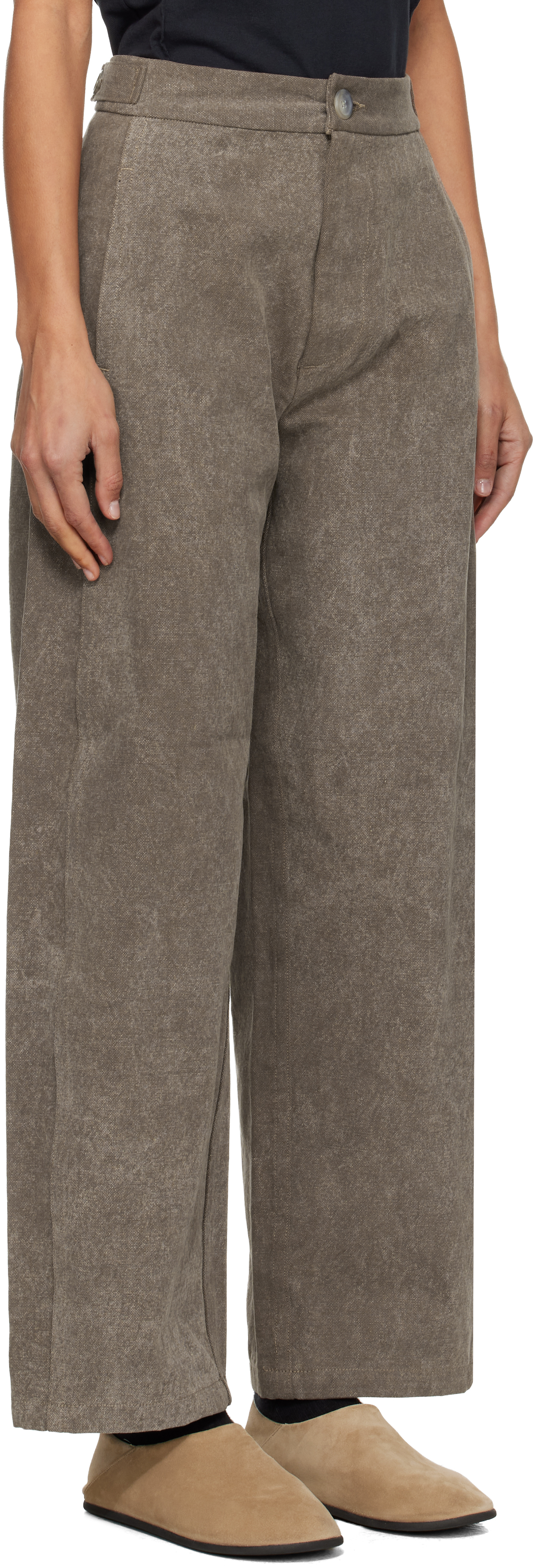 Lauren Manoogian Taupe Canvas Trousers In Gray