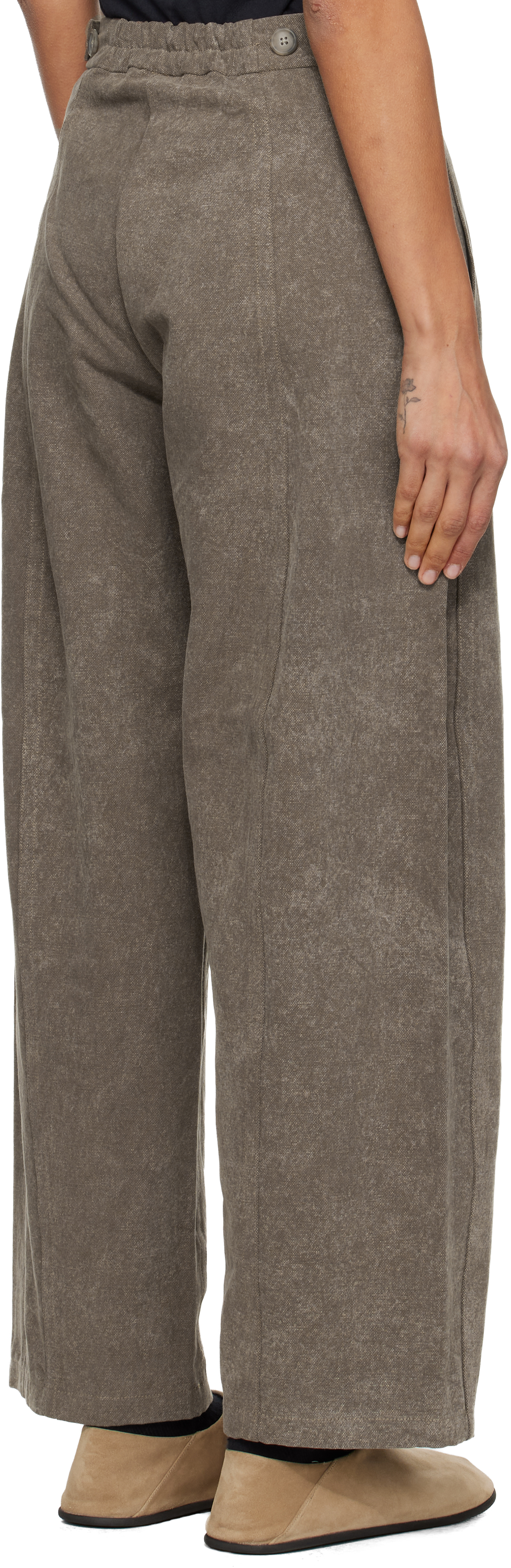 Lauren Manoogian Taupe Canvas Trousers In Gray