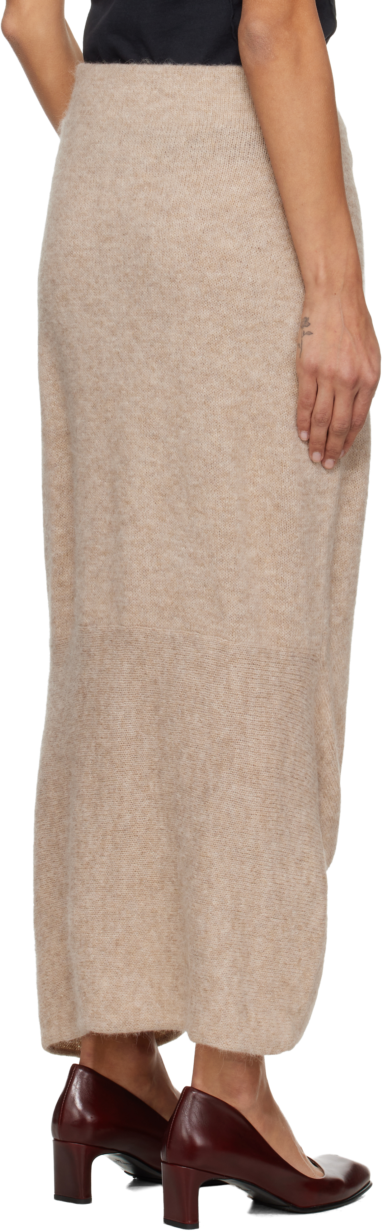Lauren Manoogian Beige Knot Midi Skirt In Brown