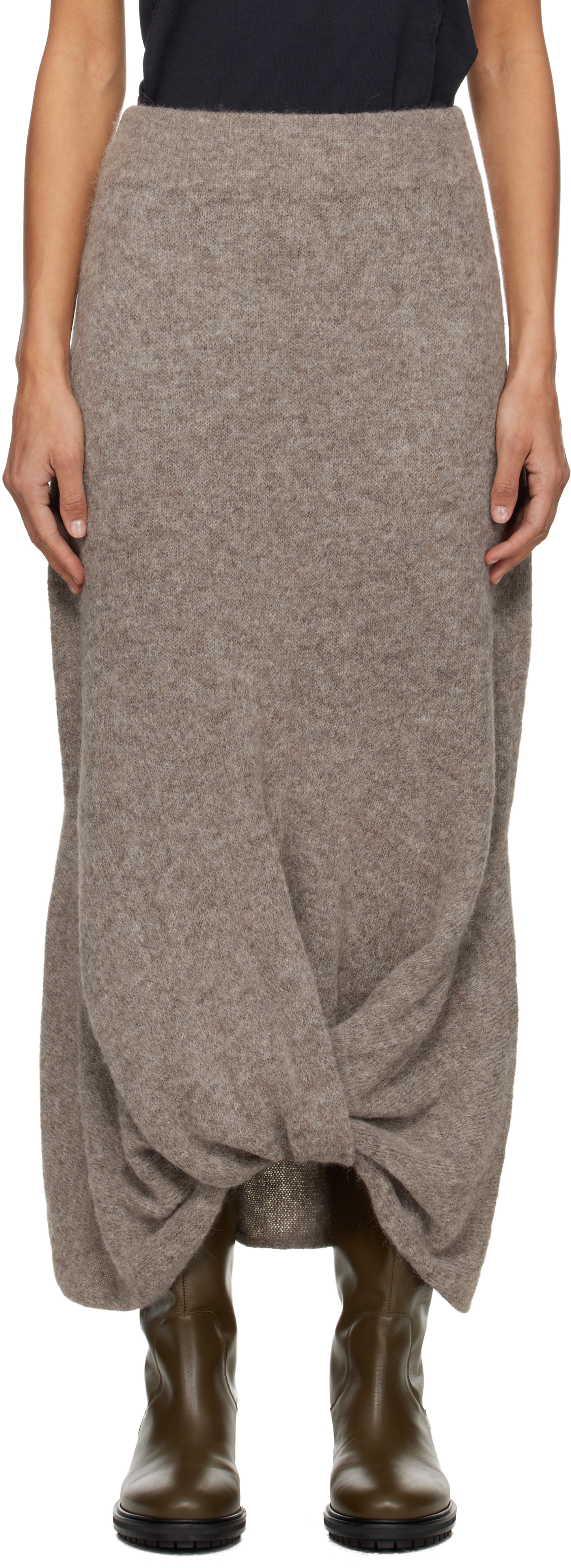 Lauren Manoogian Gray Knot Midi Skirt In Brown