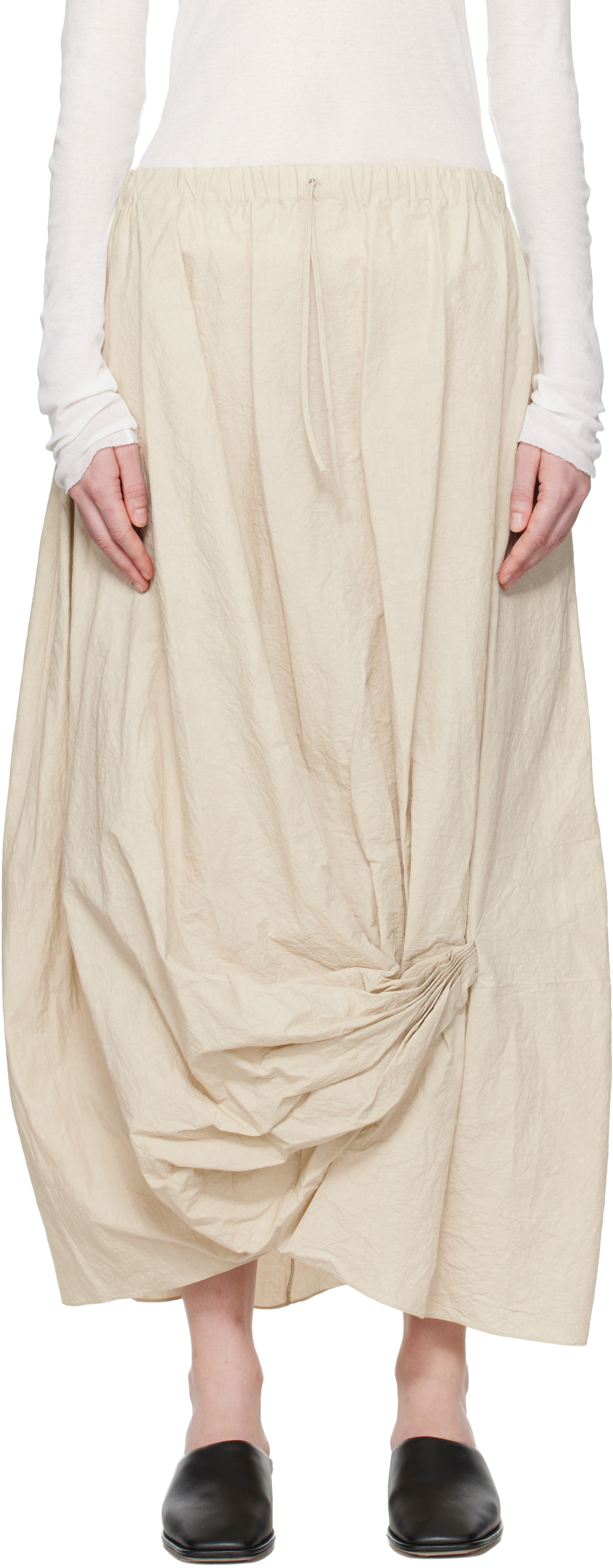 Lauren Manoogian Off-white Twist Midi Skirt In Neutral