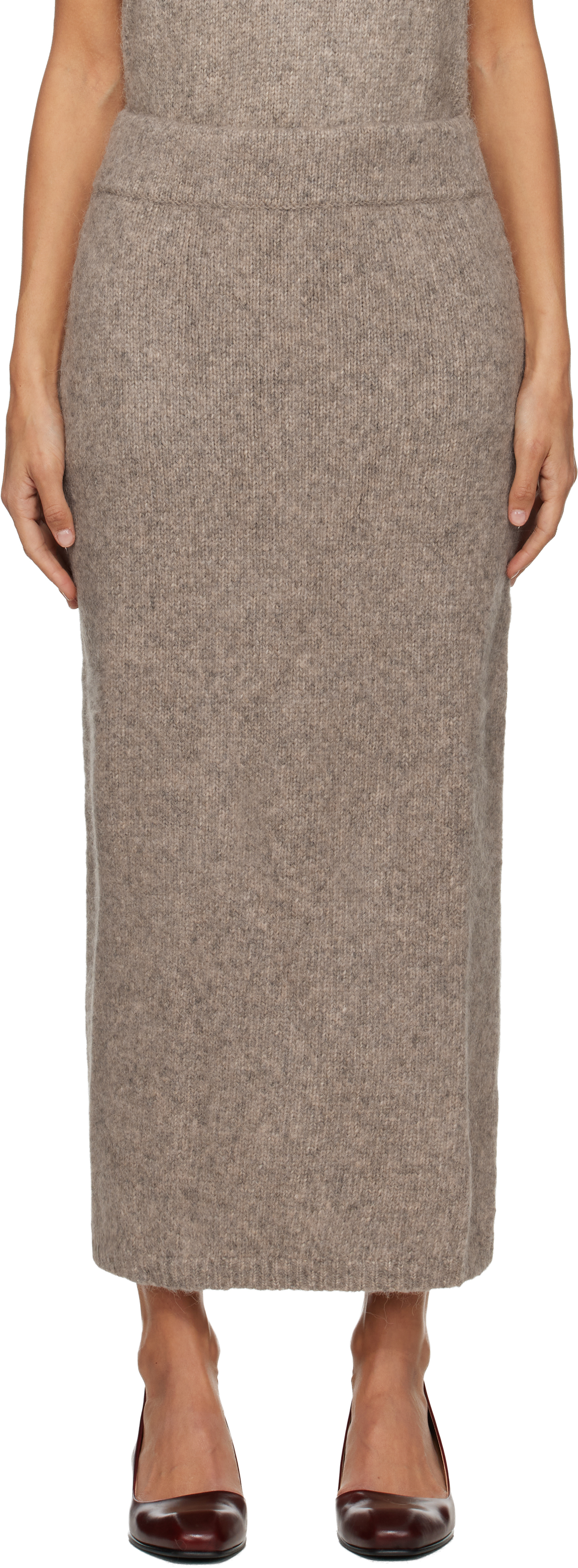 Lauren Manoogian Taupe Loft Pencil Midi Skirt In Gray