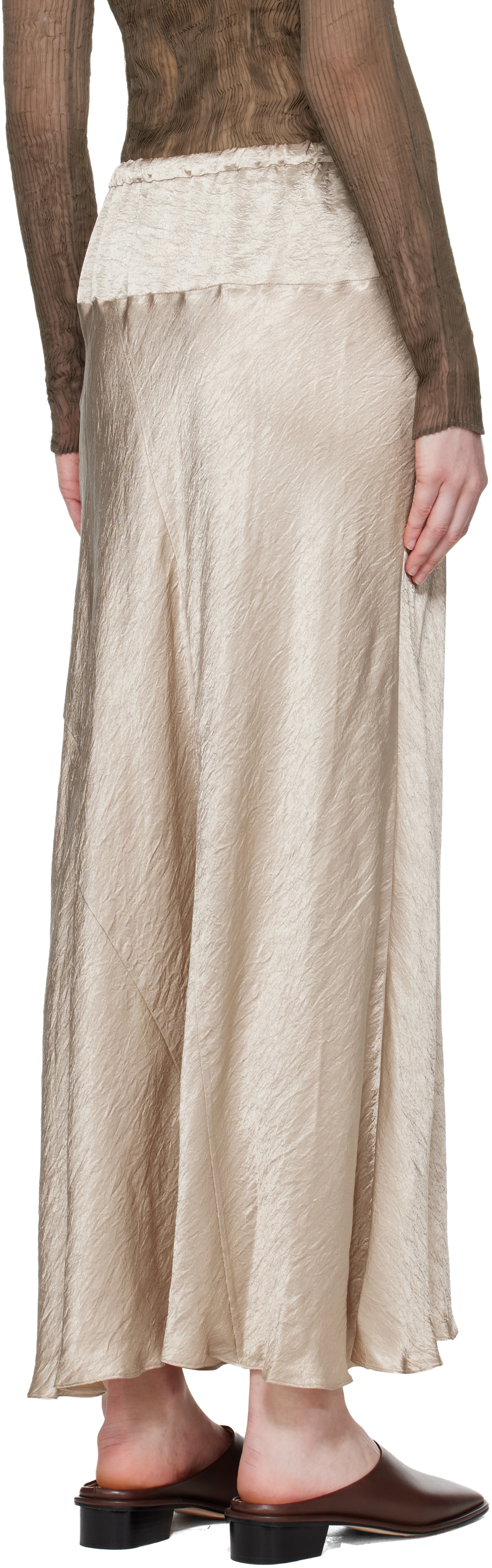 Lauren Manoogian Beige New Luster Maxi Skirt In Gold