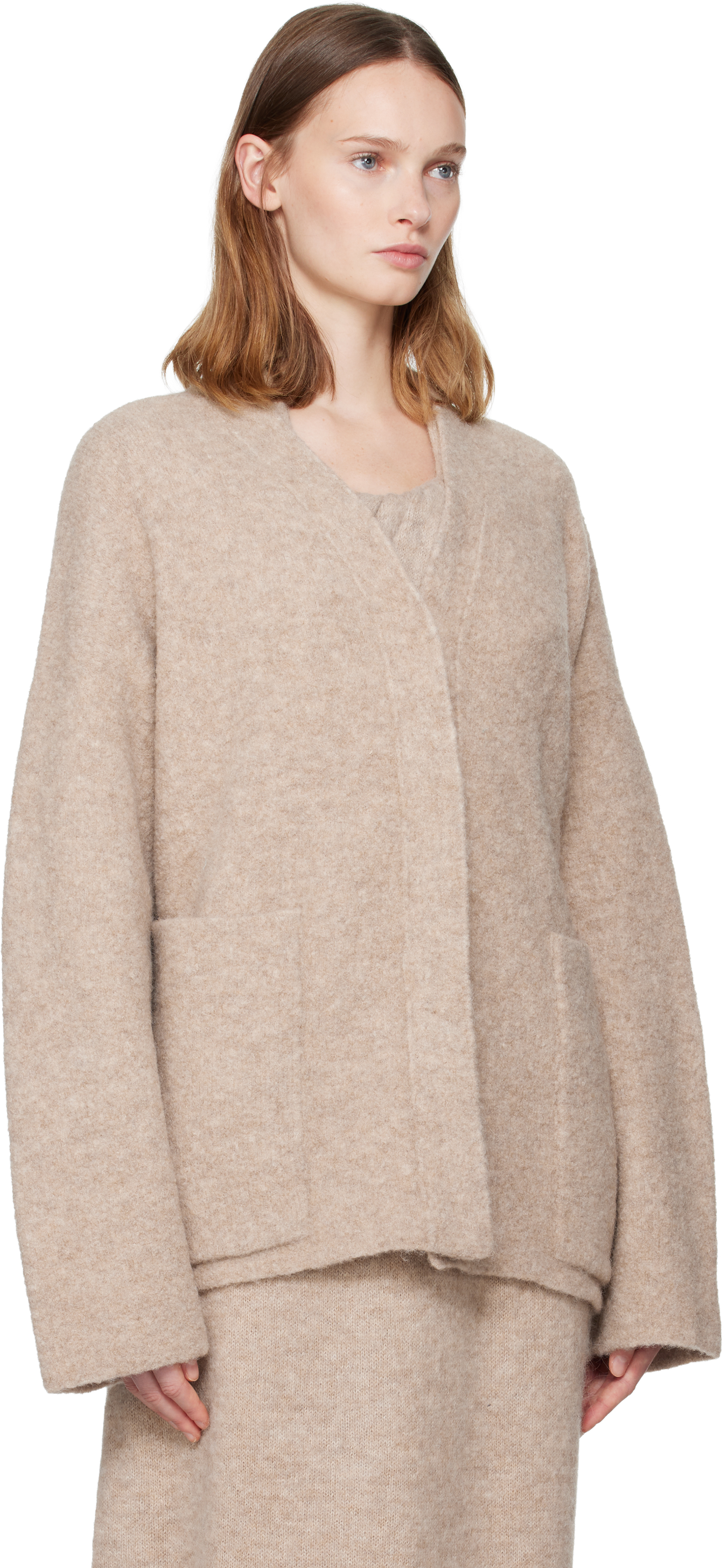 Lauren Manoogian Beige Double Face Cardigan In Brown