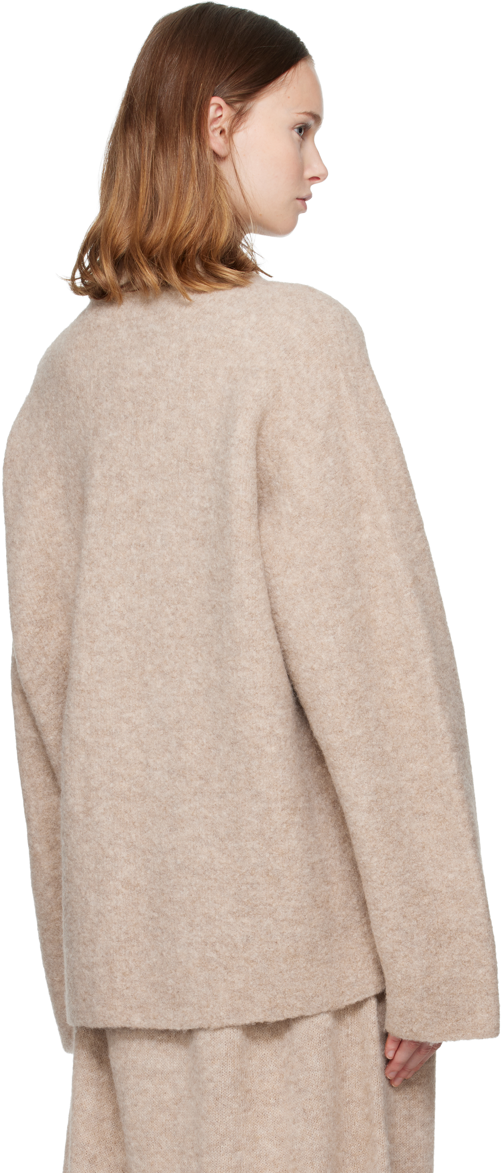 Lauren Manoogian Beige Double Face Cardigan In Brown