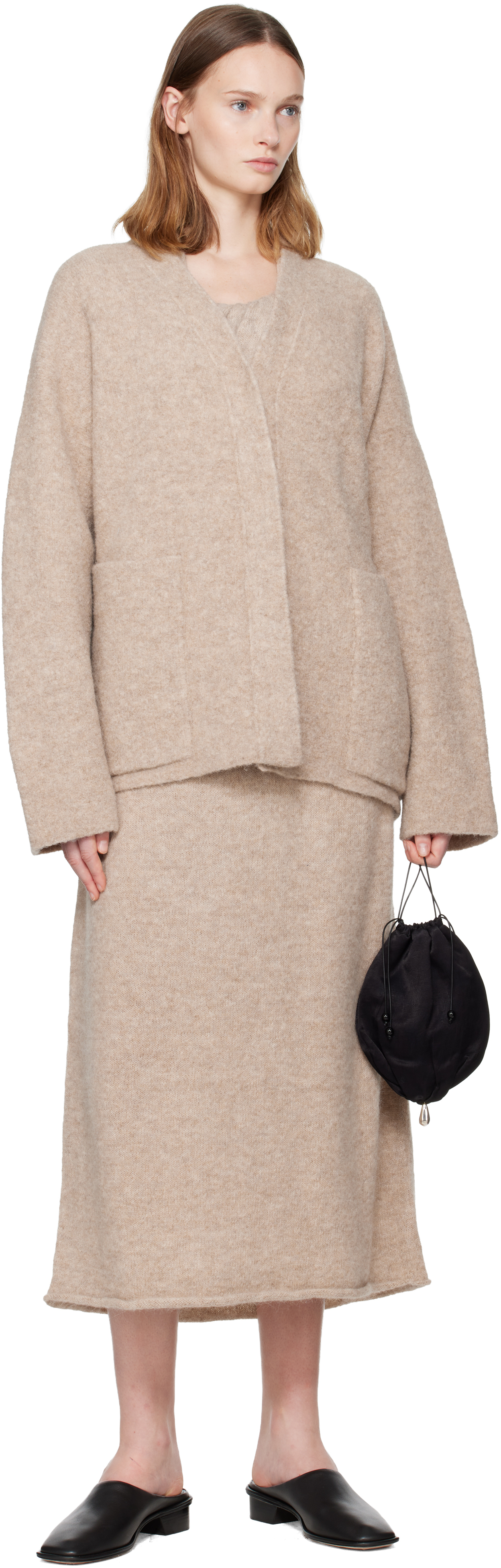 Lauren Manoogian Beige Double Face Cardigan In Brown