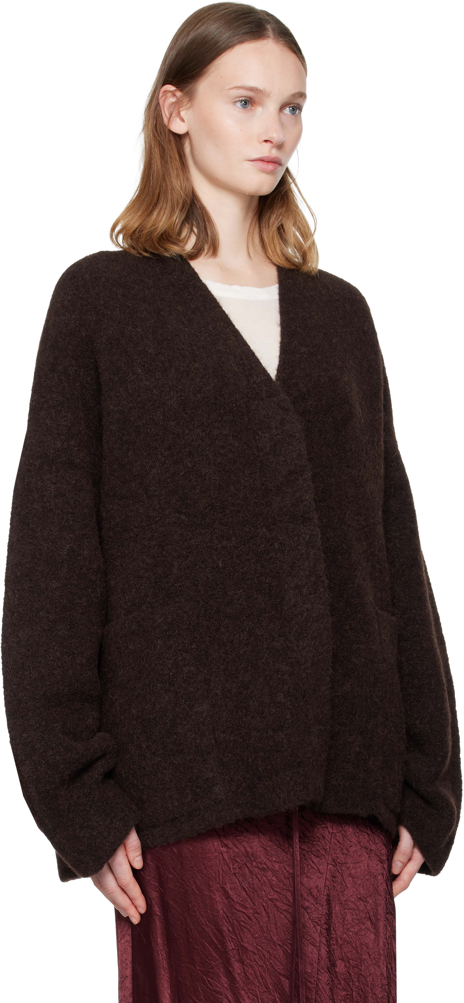 Lauren Manoogian Burgundy Double Face Cardigan In Multi