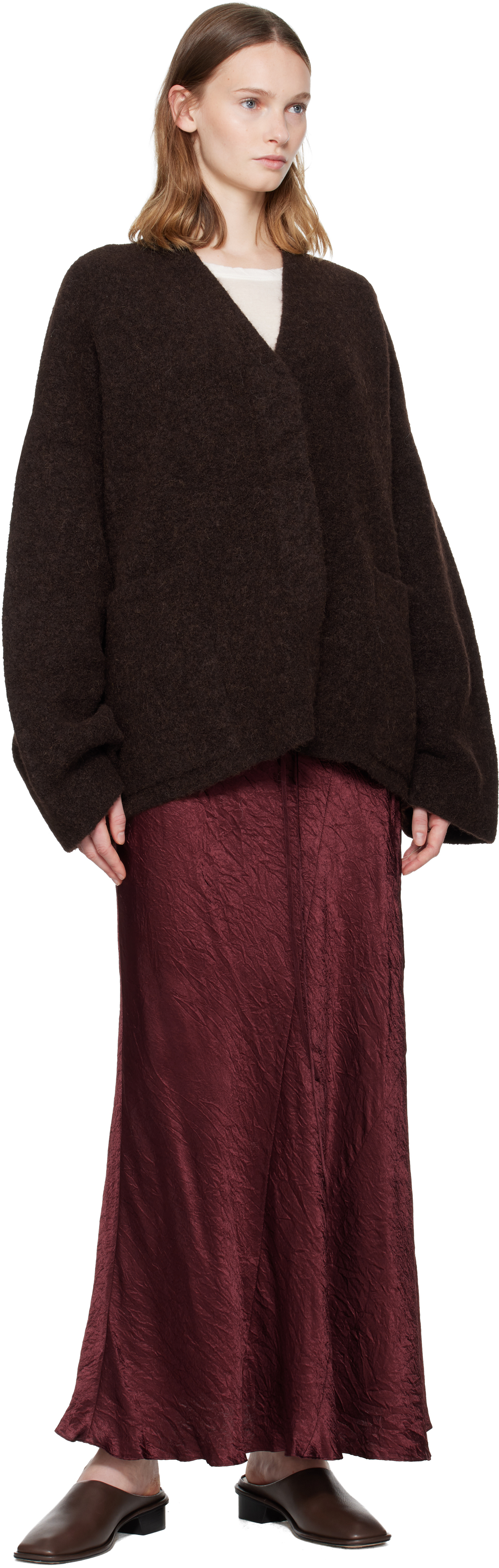 Lauren Manoogian Burgundy Double Face Cardigan In Multi