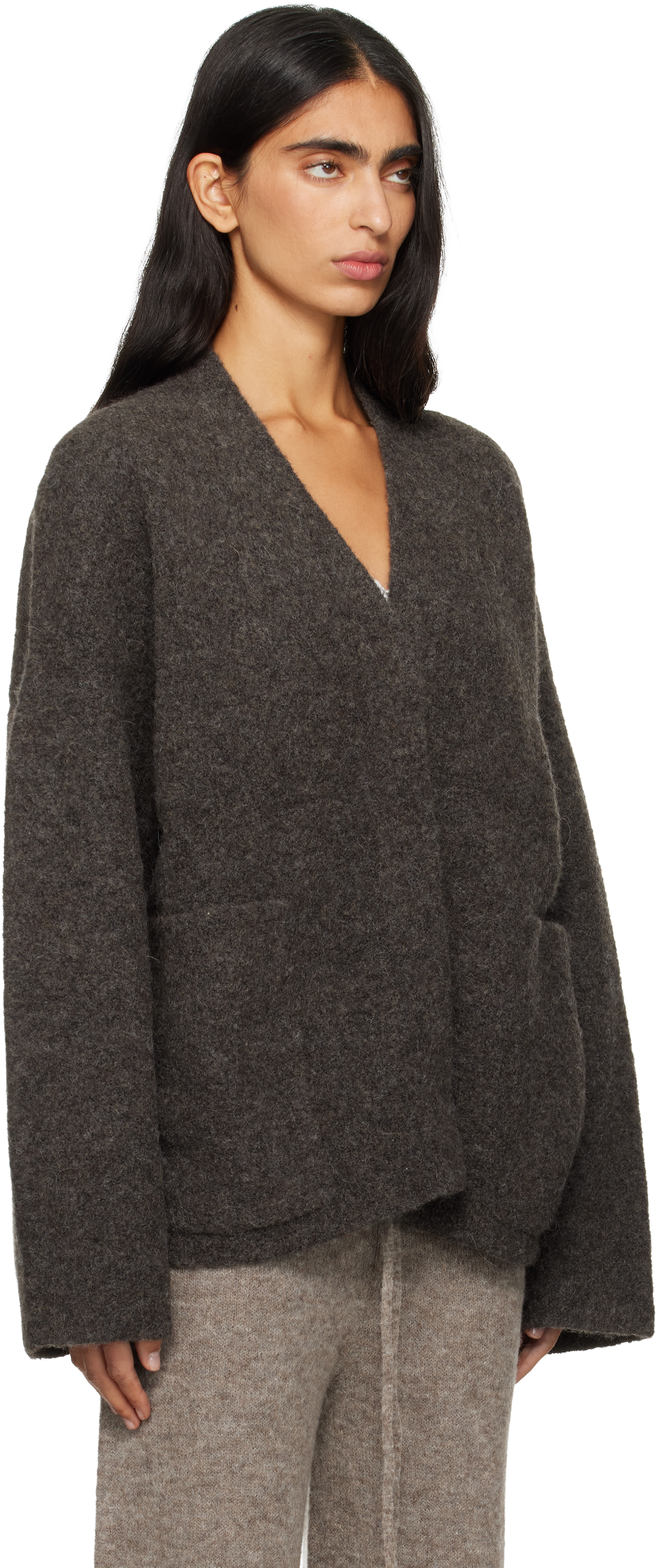 Lauren Manoogian Gray Double Face Cardigan In Gray