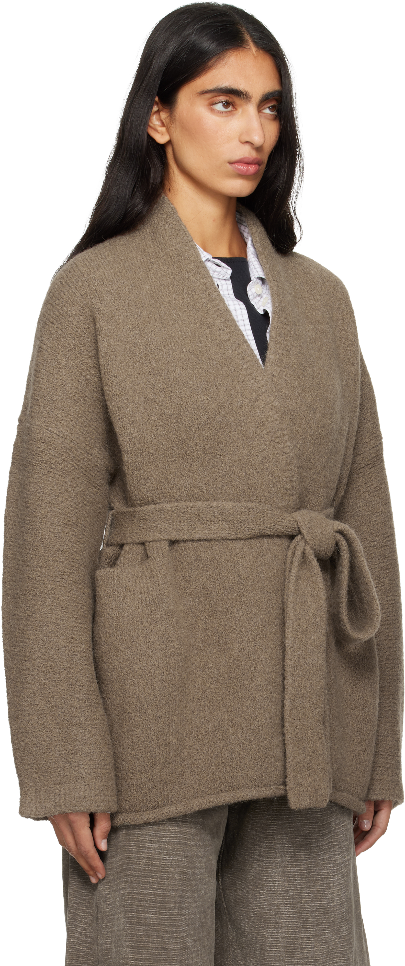 Lauren Manoogian Beige Coto Cardigan In Brown