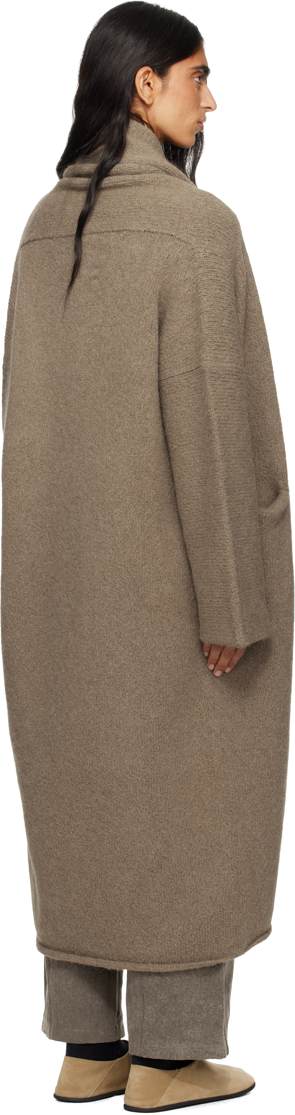 Lauren Manoogian Beige Long Shawl Cardigan In Brown