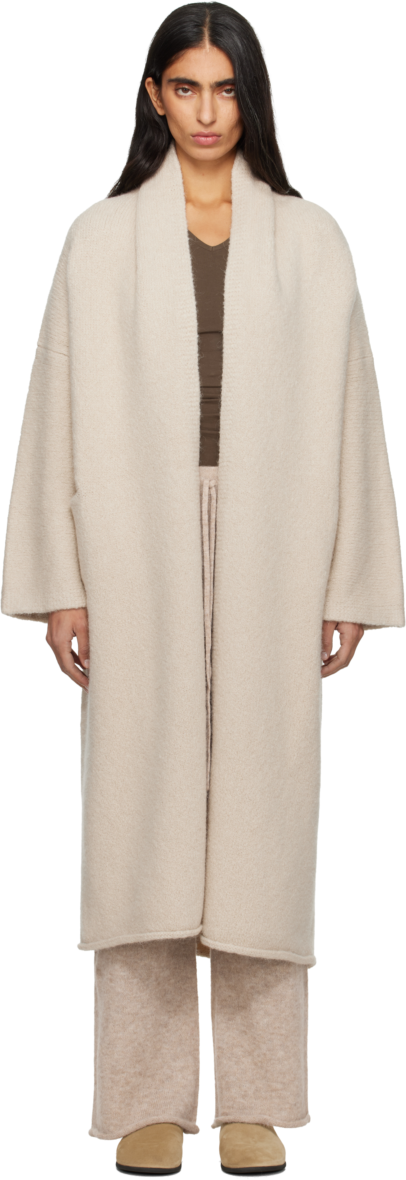 Lauren Manoogian Off-white Long Shawl Cardigan In White