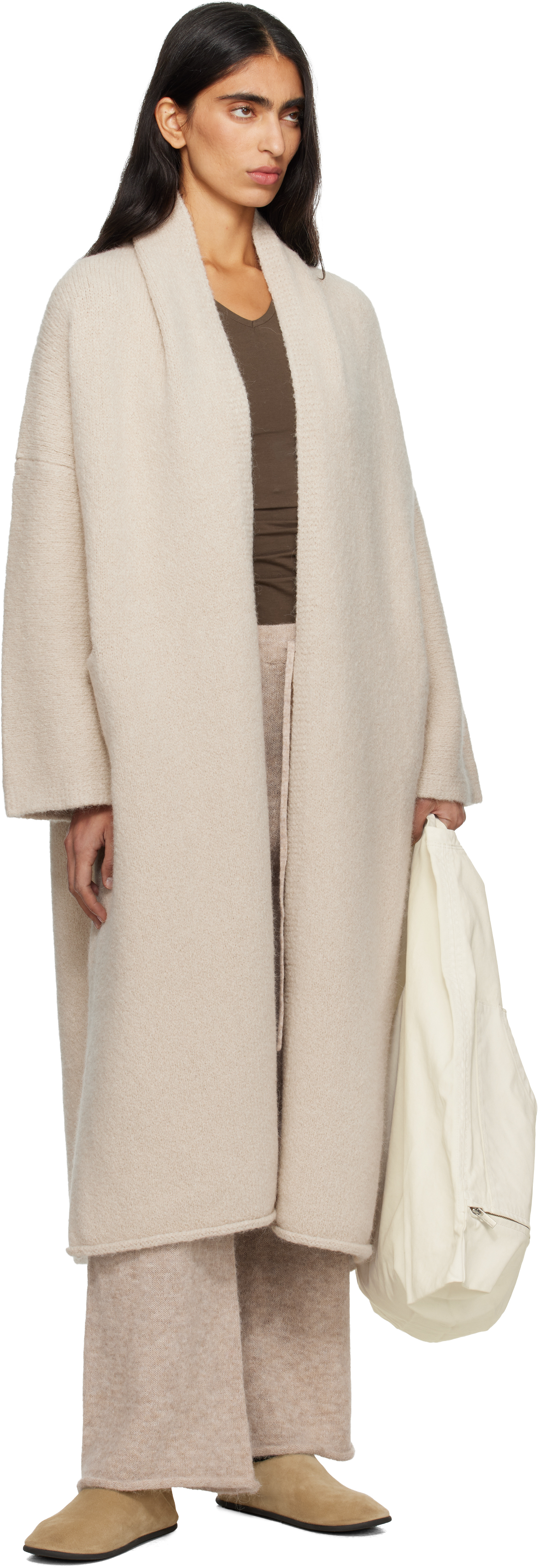 Lauren Manoogian Off-white Long Shawl Cardigan In White