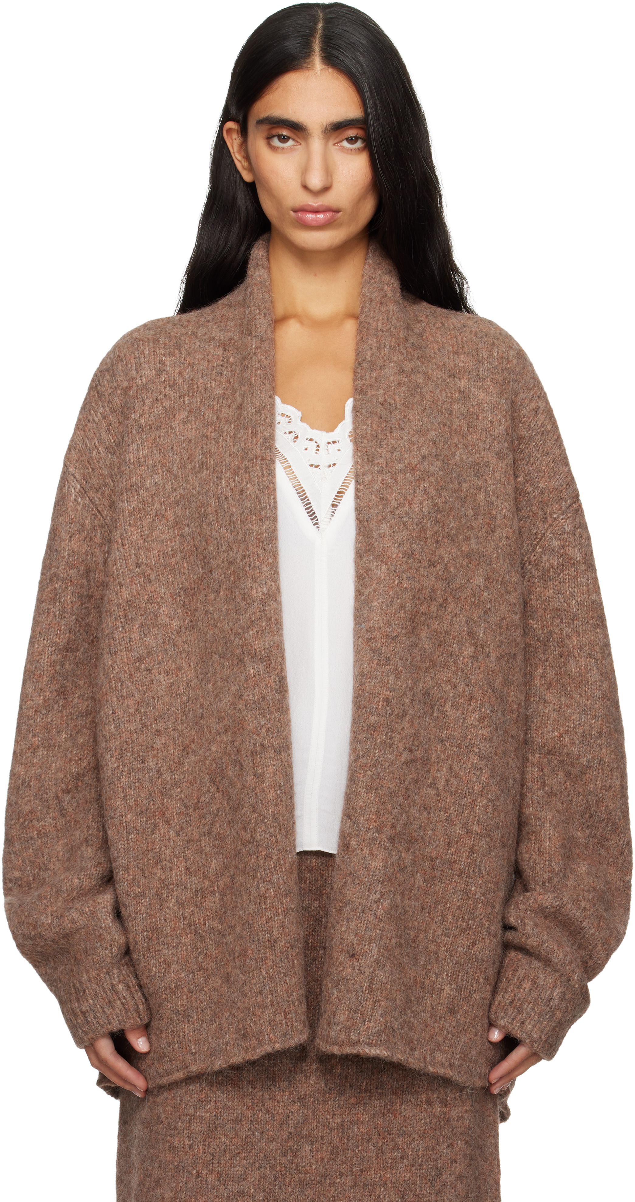 Lauren Manoogian Beige Loft Shawl Cardigan In Brown