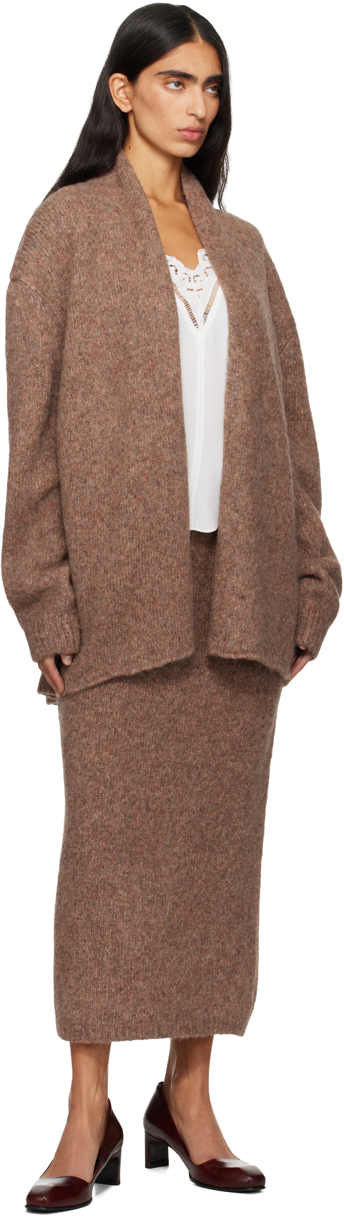 Lauren Manoogian Beige Loft Shawl Cardigan In Brown