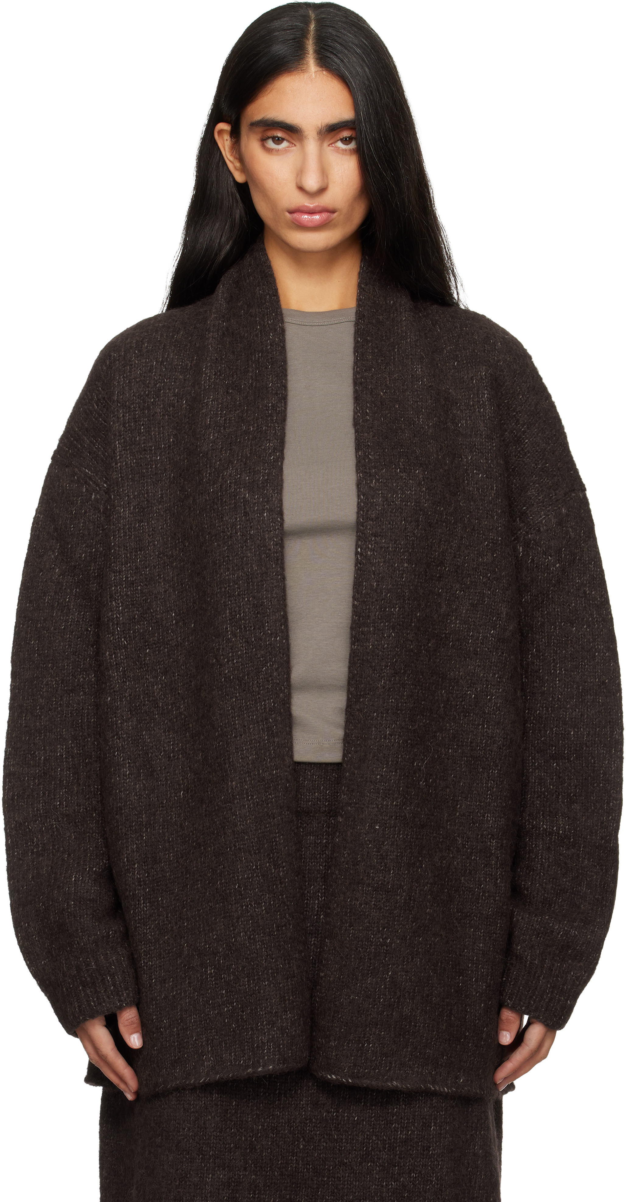 Lauren Manoogian Brown Loft Shawl Cardigan In Gray