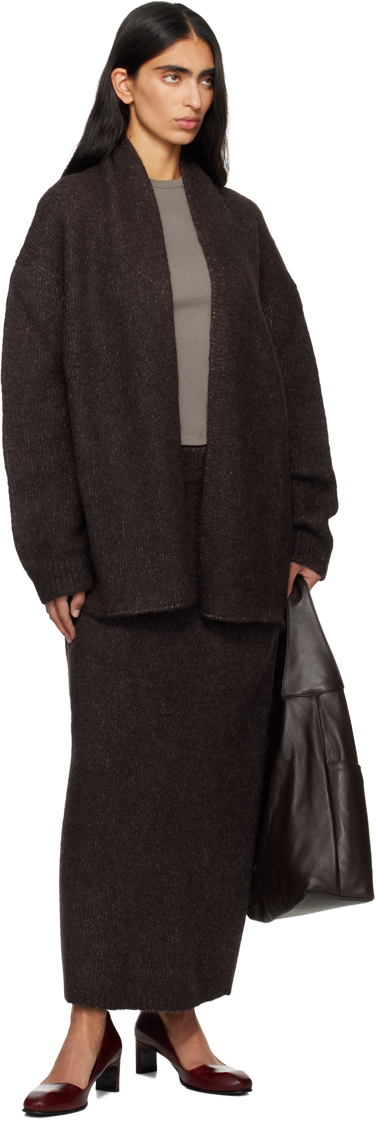 Lauren Manoogian Brown Loft Shawl Cardigan In Gray