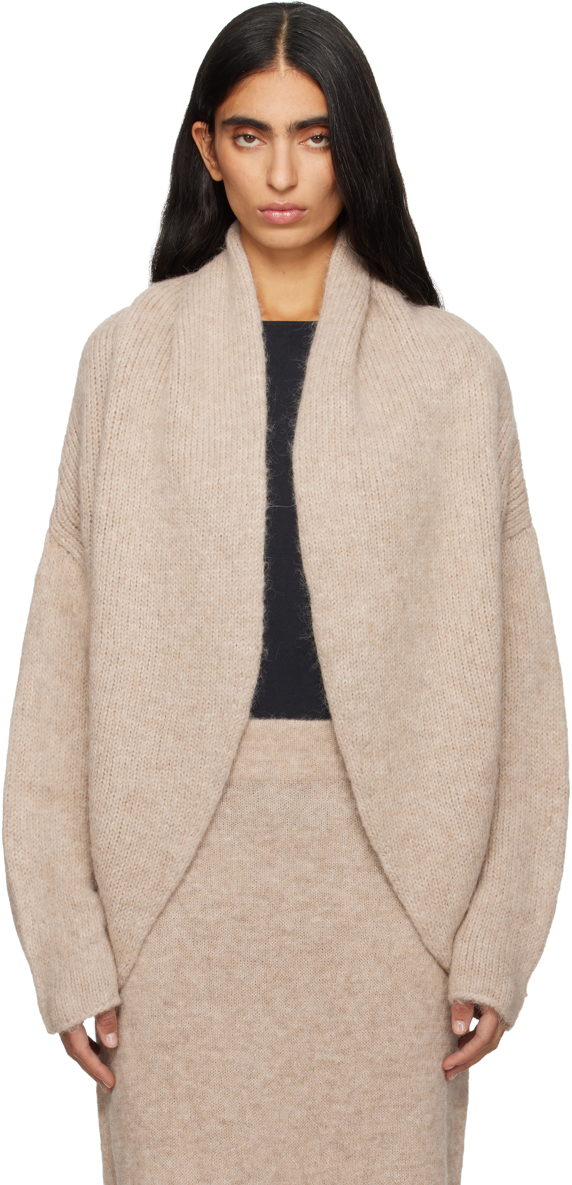 Lauren Manoogian Beige Knot Cardigan In Brown