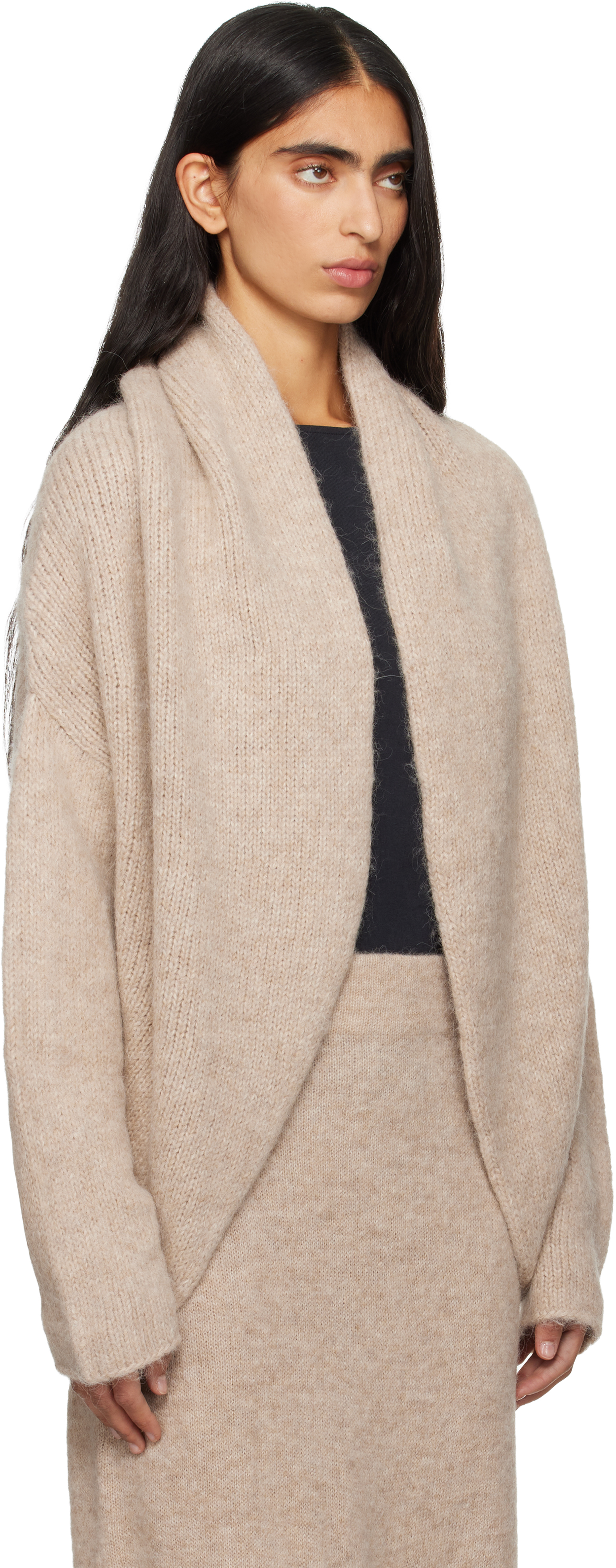 Lauren Manoogian Beige Knot Cardigan In Brown