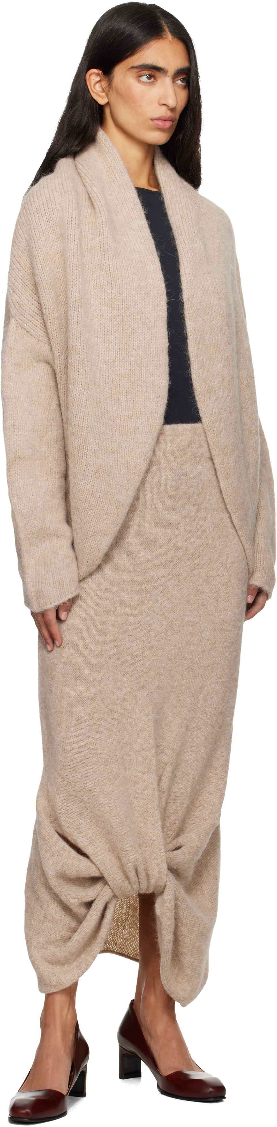 Lauren Manoogian Beige Knot Cardigan In Brown