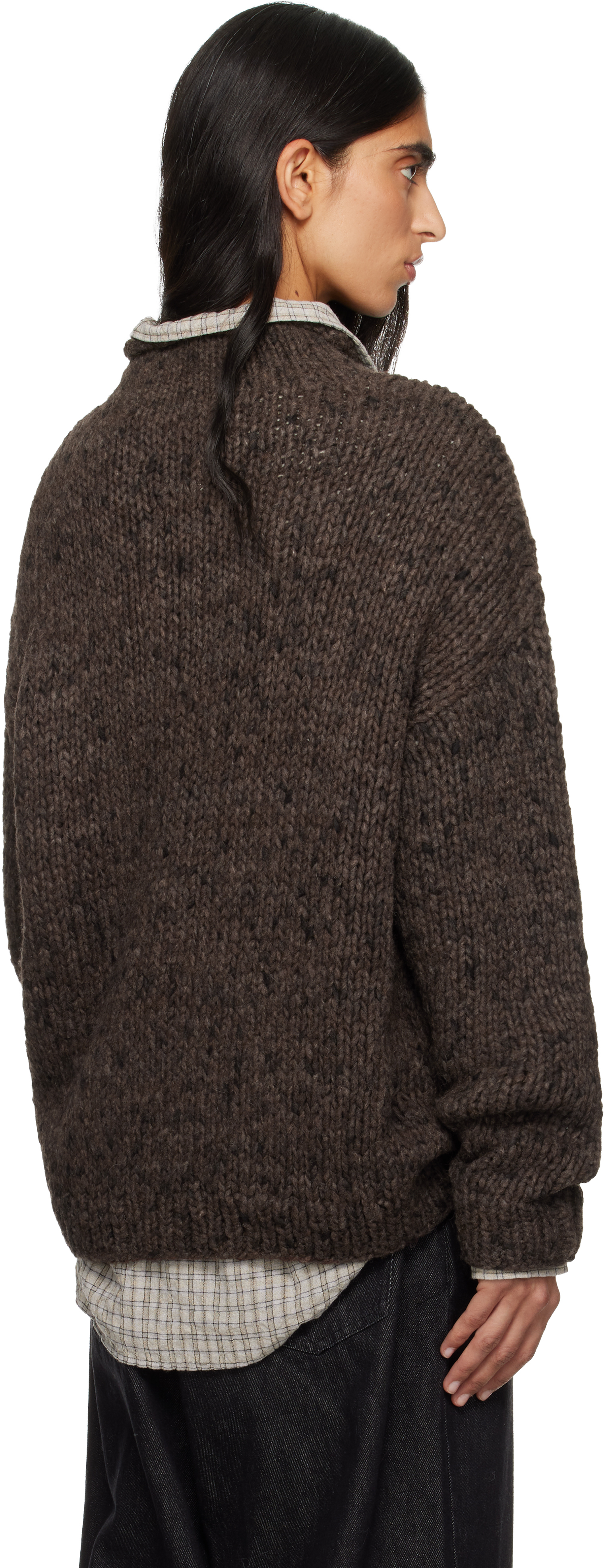 Lauren Manoogian Brown Handknit Paint Rollneck Sweater In Brown