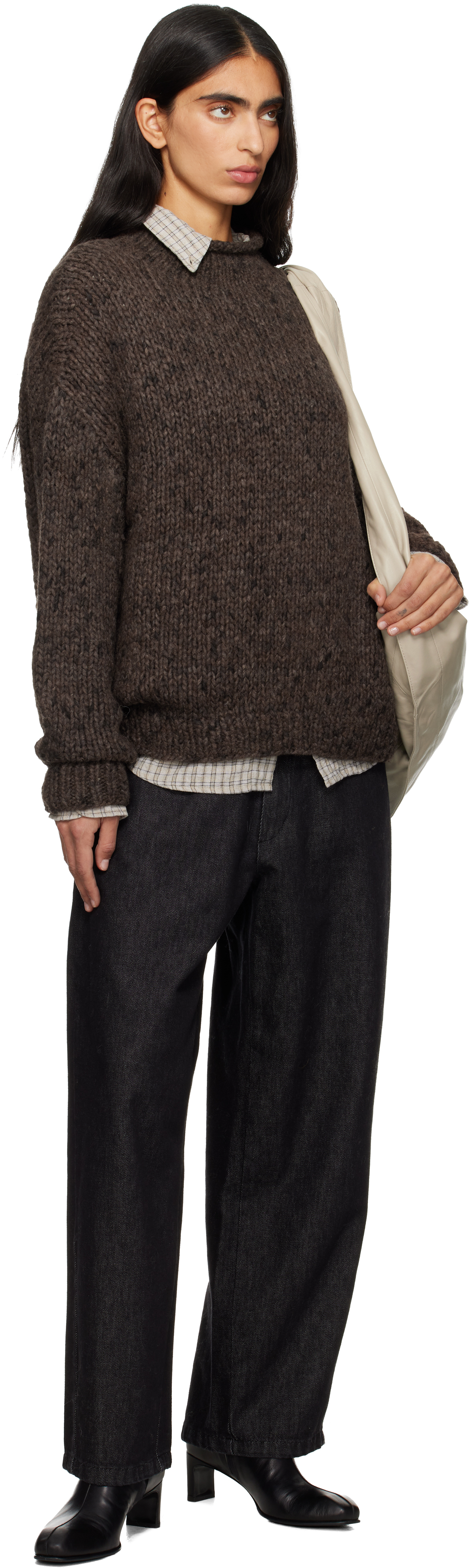 Lauren Manoogian Brown Handknit Paint Rollneck Sweater In Brown