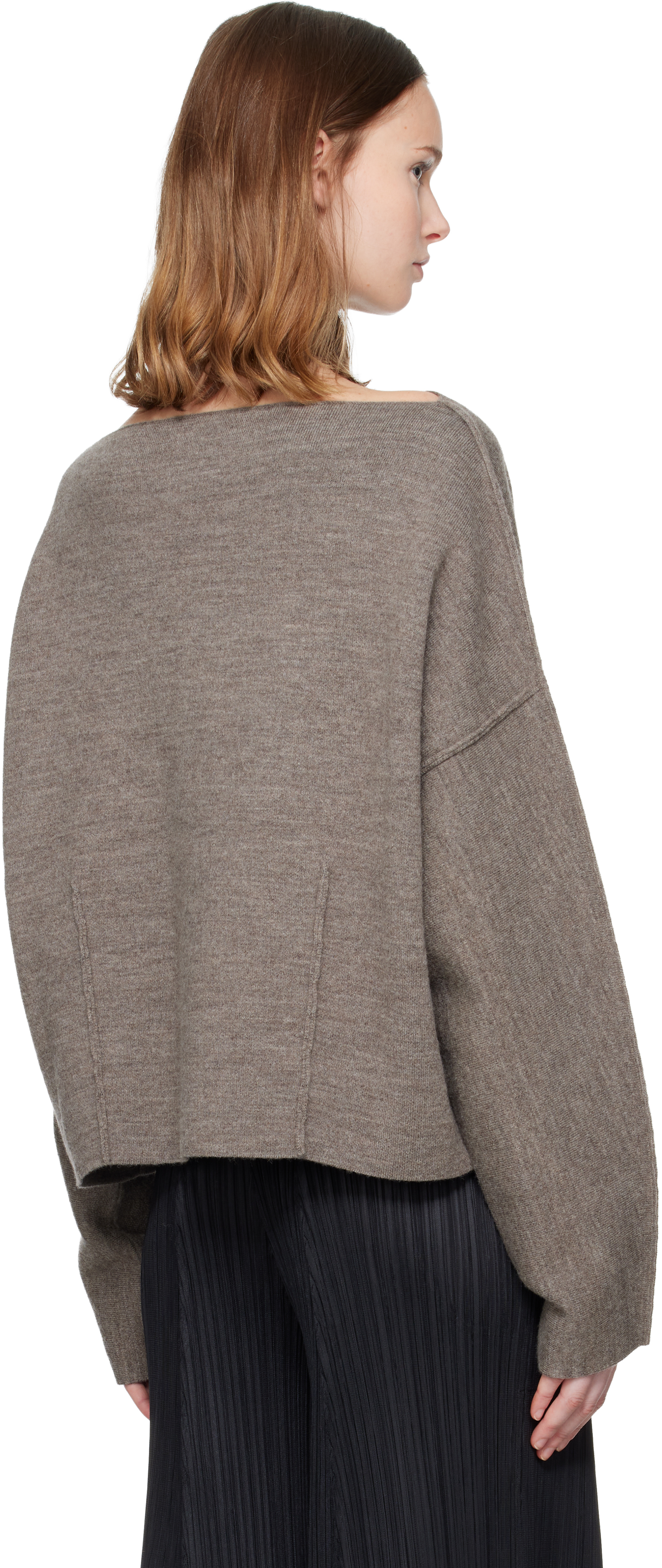 Lauren Manoogian Gray Double Knit Boatneck Sweater In Gray
