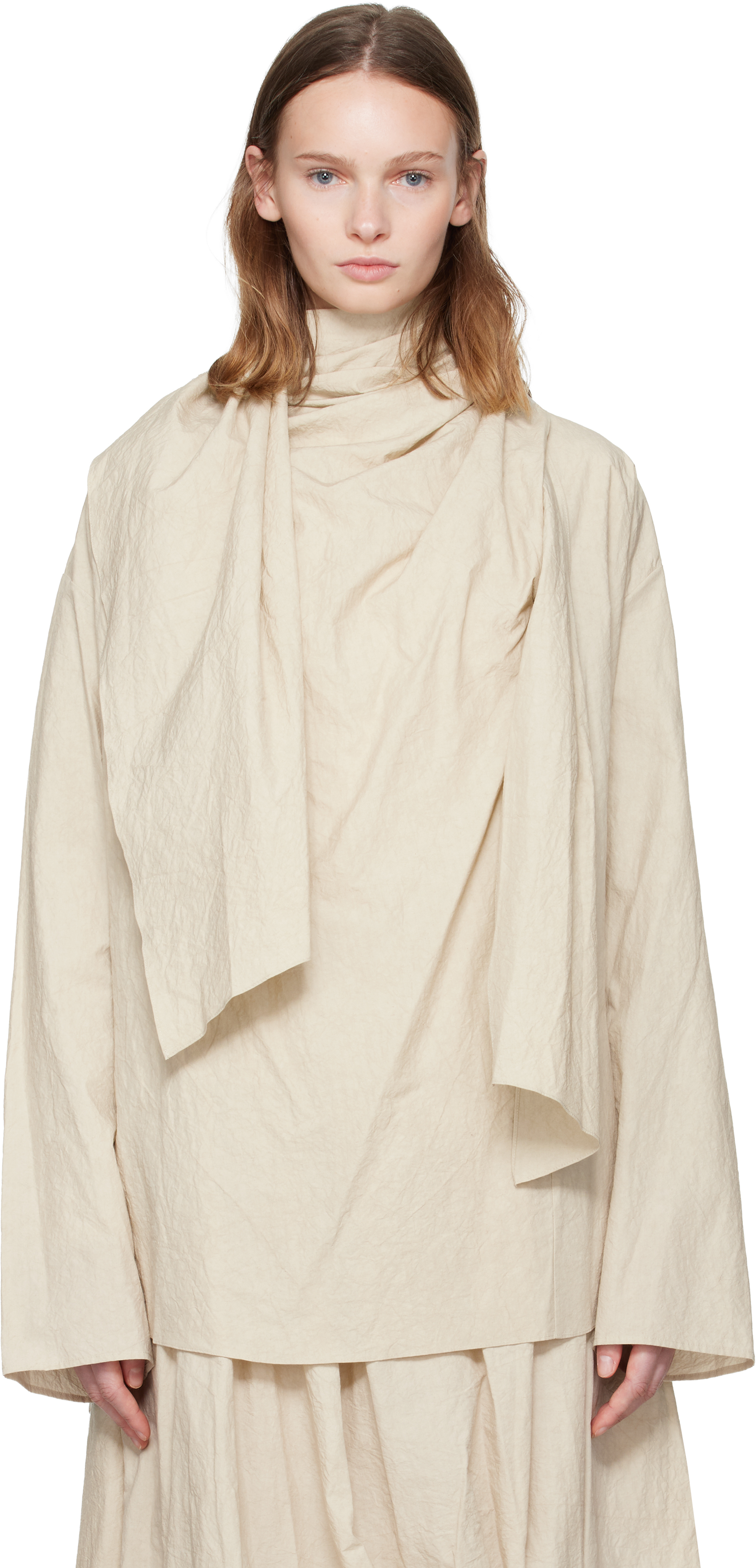 Lauren Manoogian Off-white Wrap Blouse In Neutral