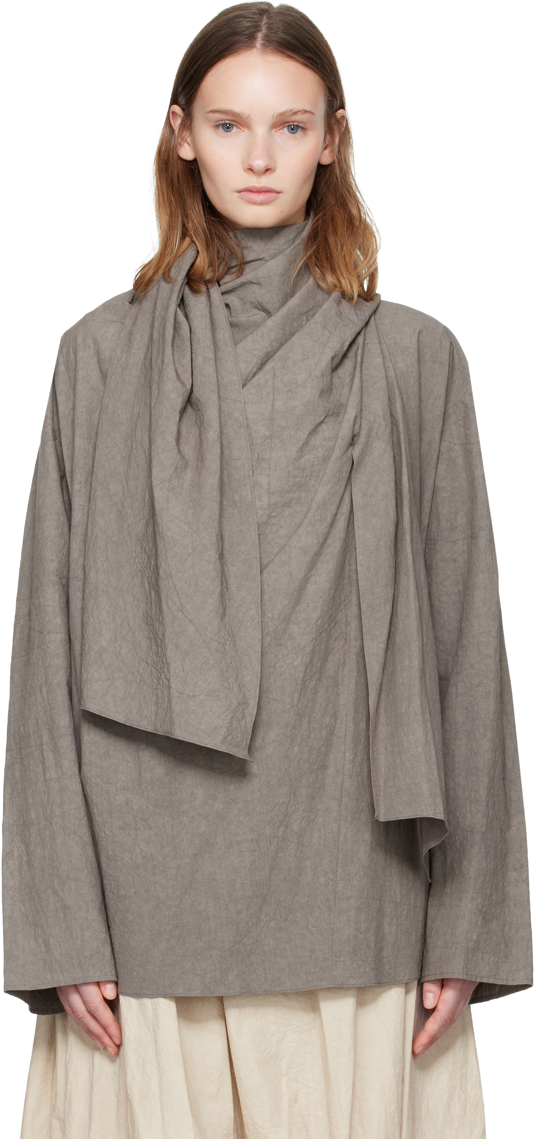 Lauren Manoogian Gray Wrap Blouse In Gray