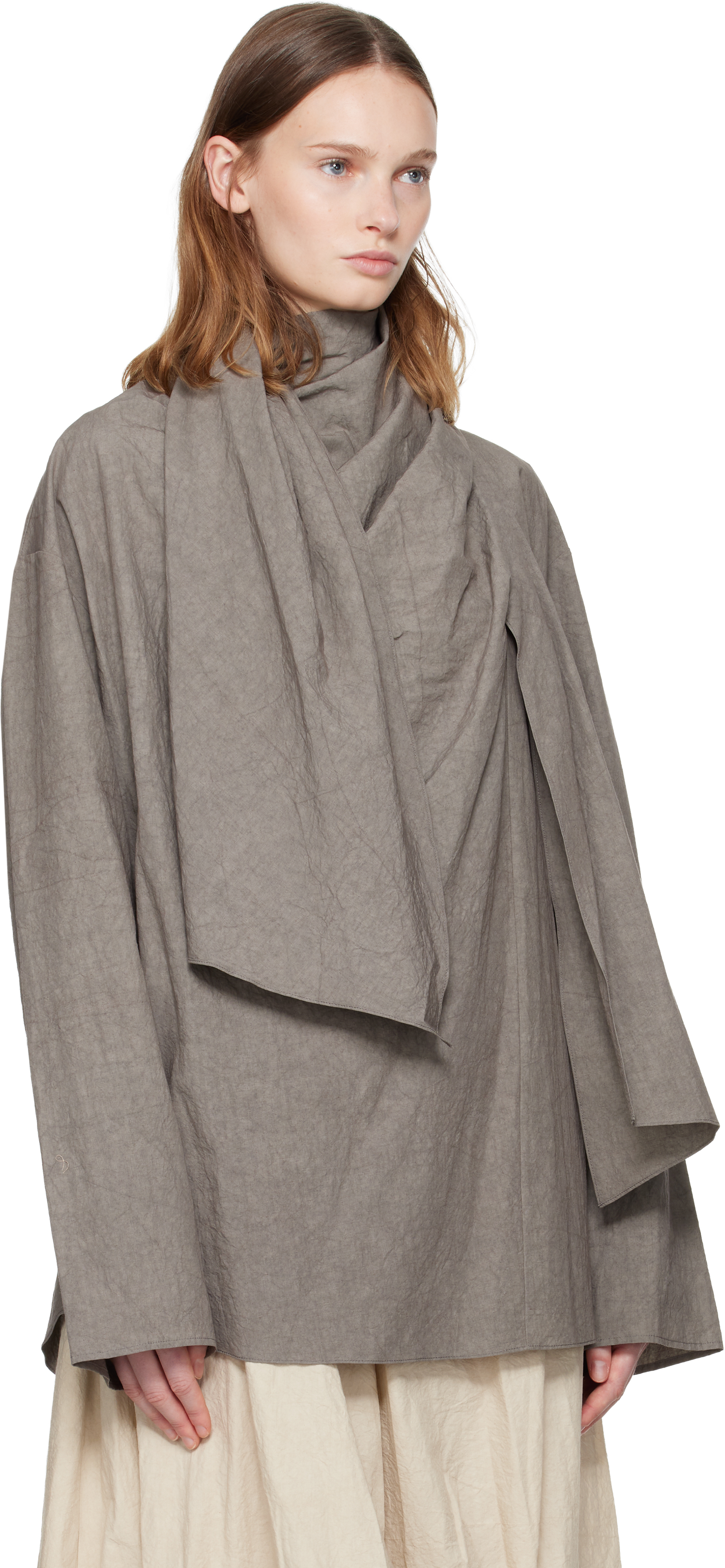 Lauren Manoogian Gray Wrap Blouse In Gray