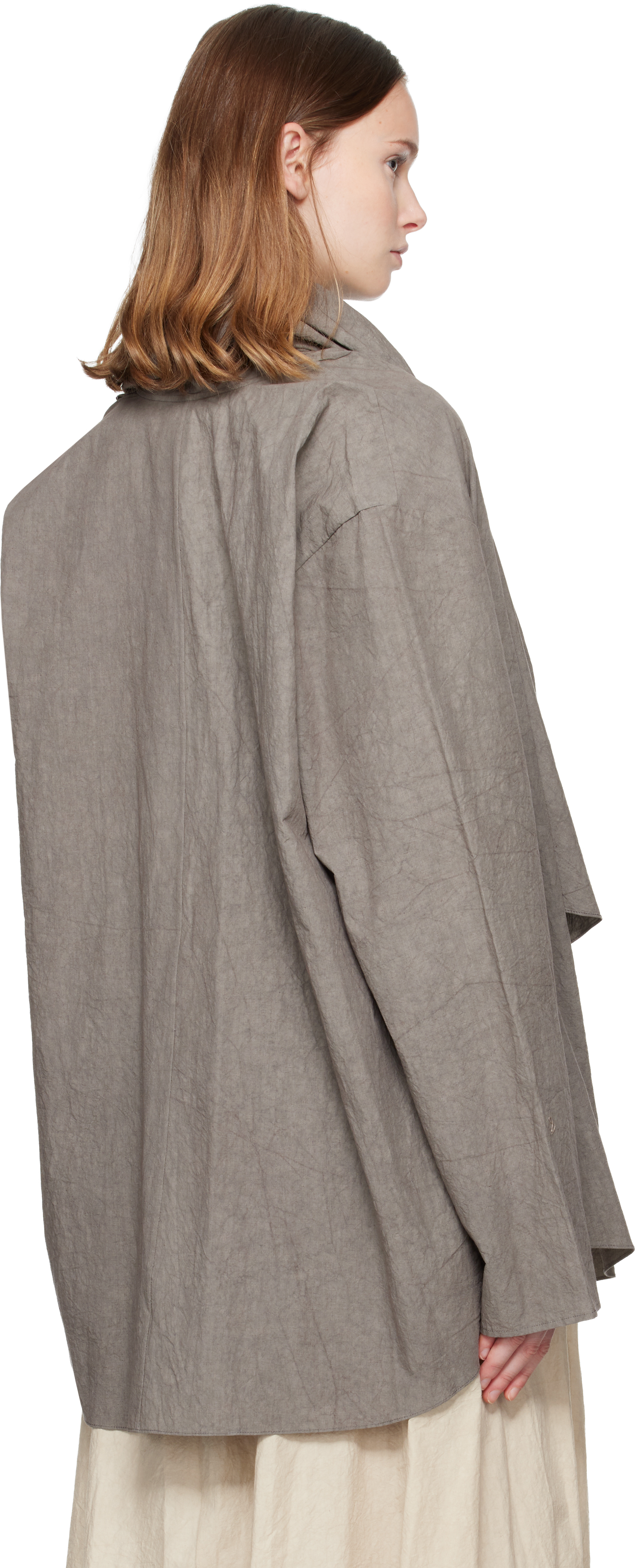 Lauren Manoogian Gray Wrap Blouse In Gray