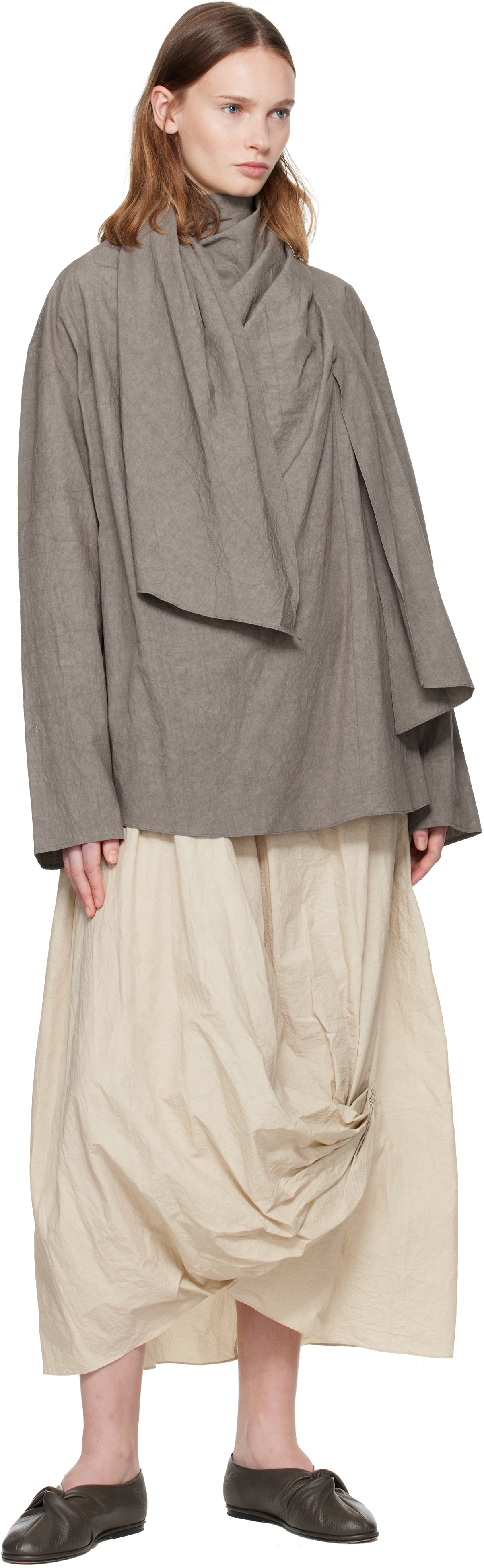 Lauren Manoogian Gray Wrap Blouse In Gray