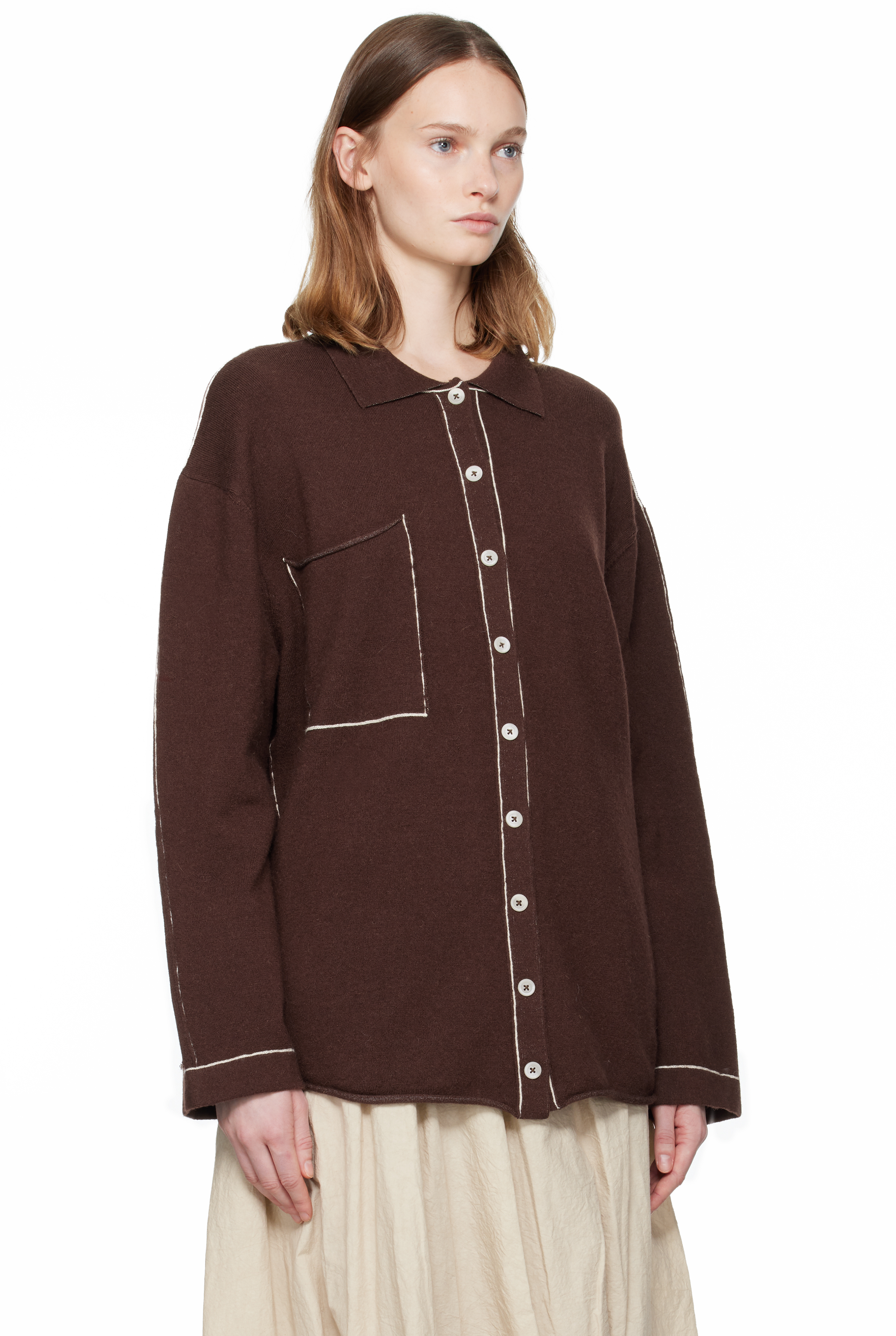 Lauren Manoogian Burgundy Stitch Big Shirt In Brown