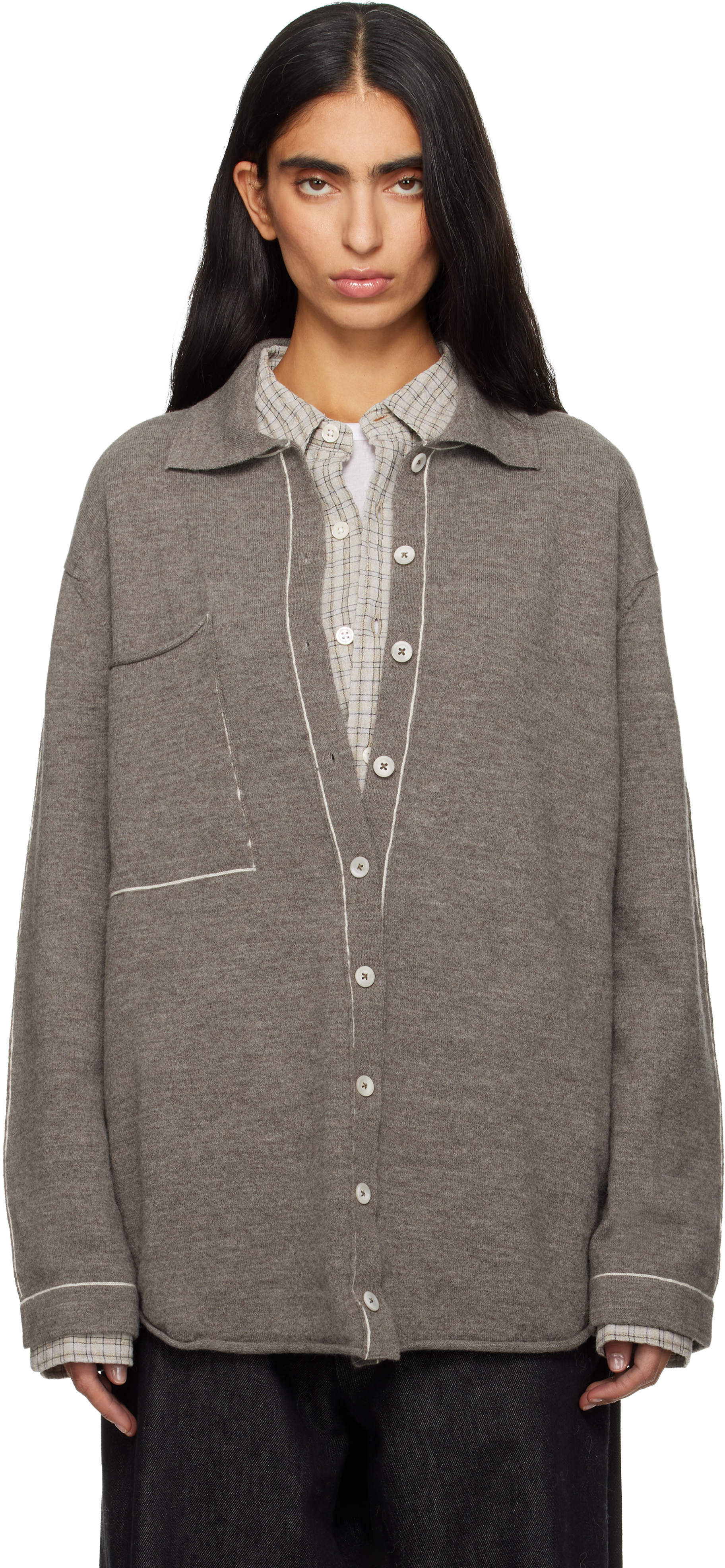 Lauren Manoogian Gray Stitch Big Shirt In Gray